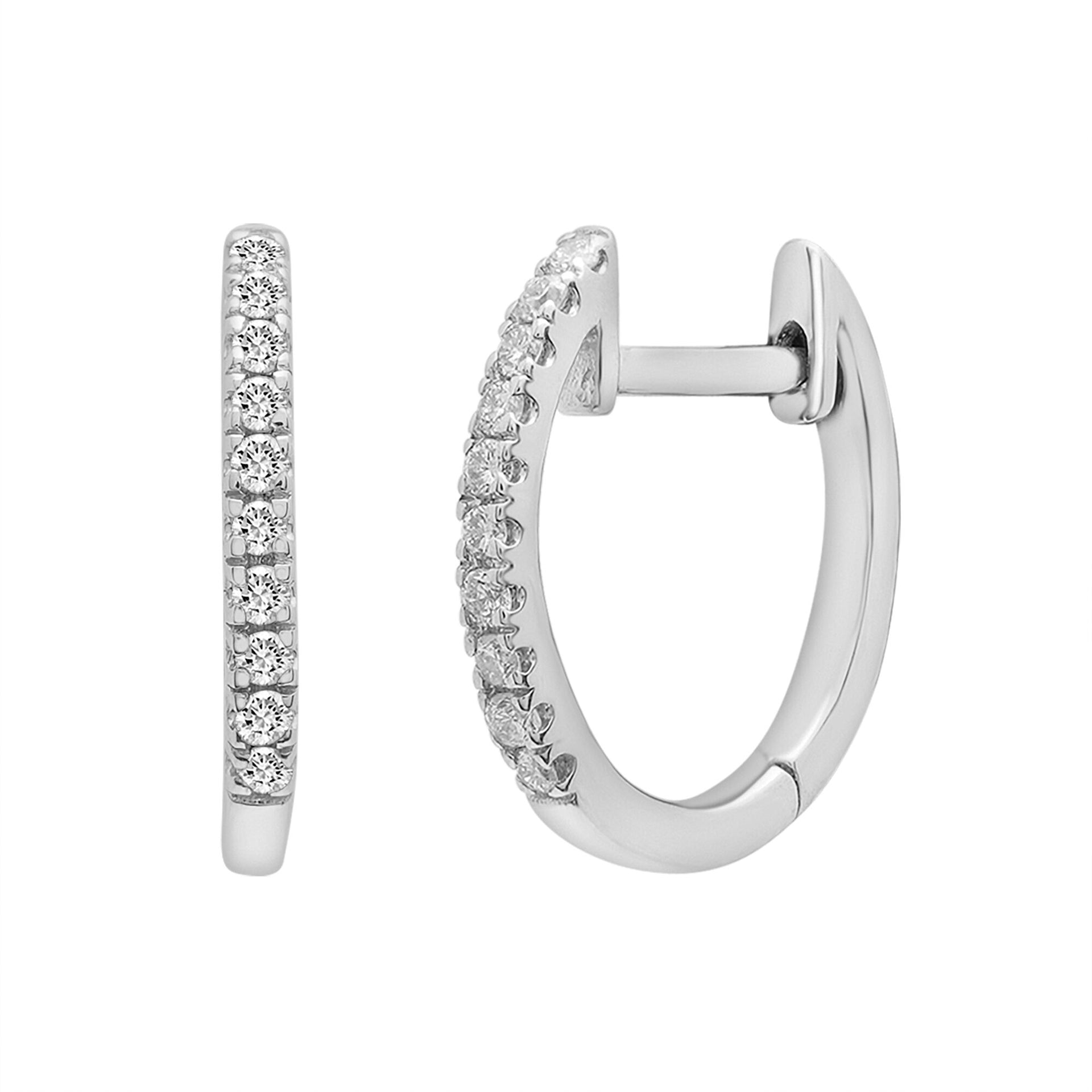 Diamond Huggie Hoop Earrings in 14K White Gold (1/10 ct. tw.)