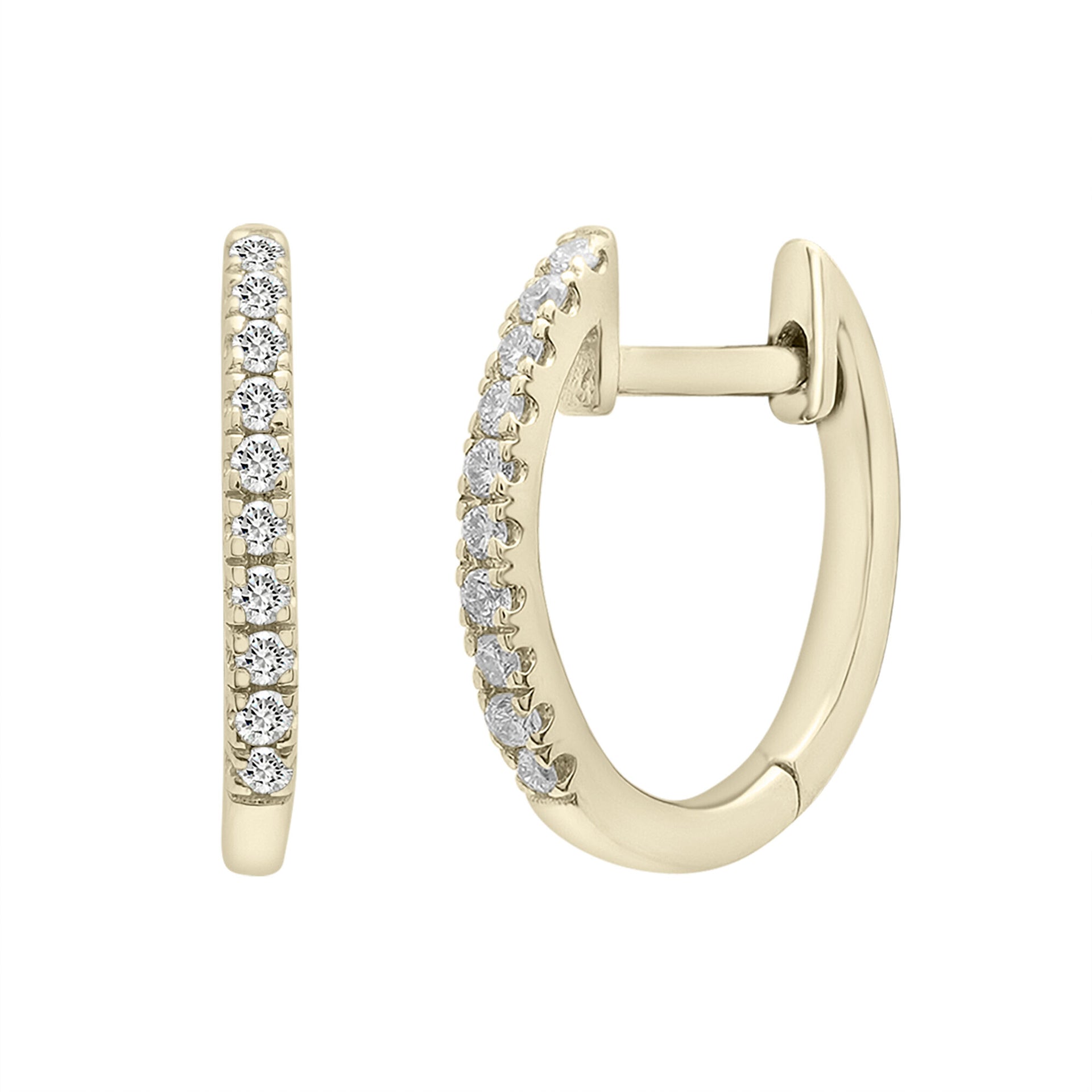 Diamond Huggie Hoop Earrings in 14K Yellow Gold (1/10 ct. tw.)