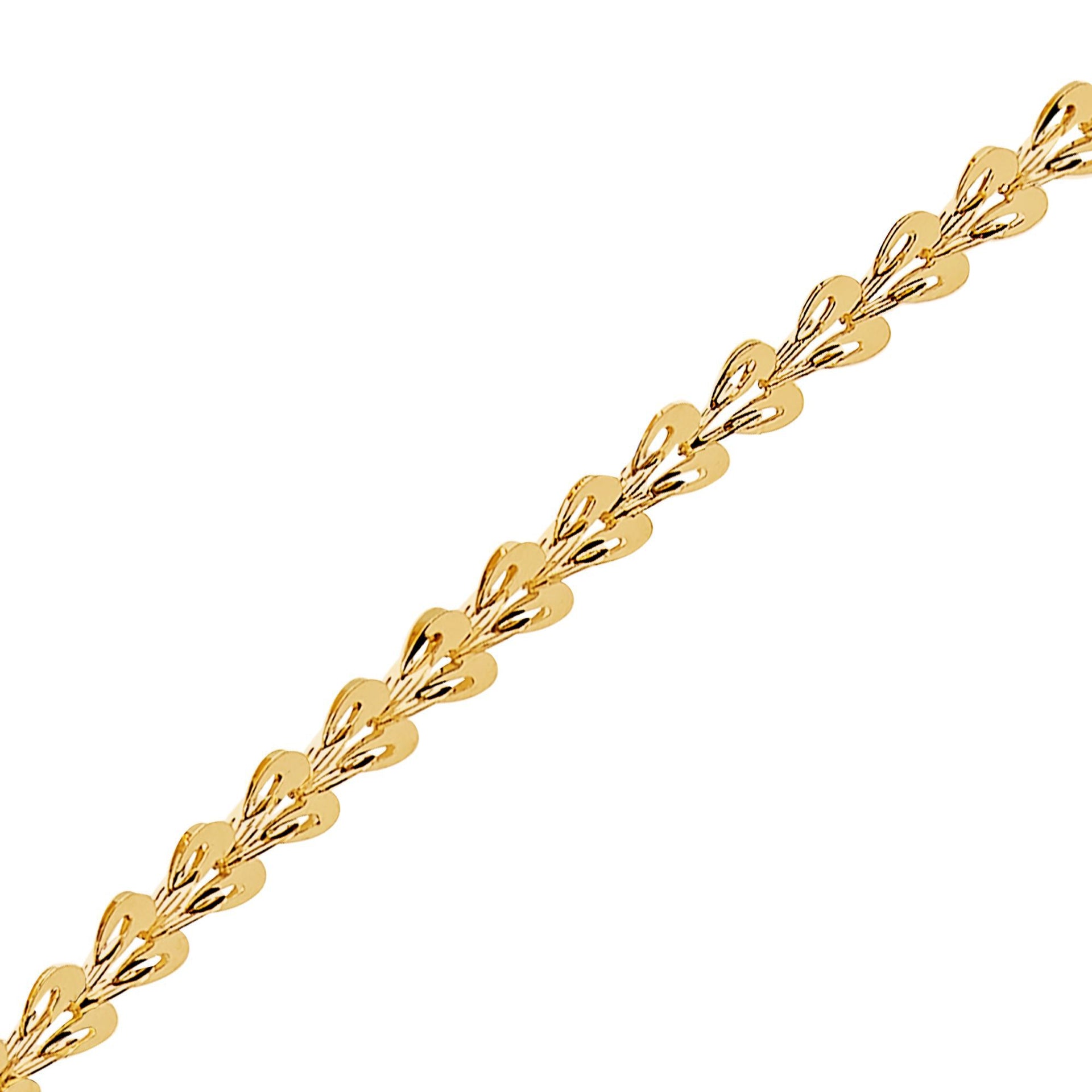 Polished Fold-Over Heart Link Chain in 14K Yellow Gold, 18”