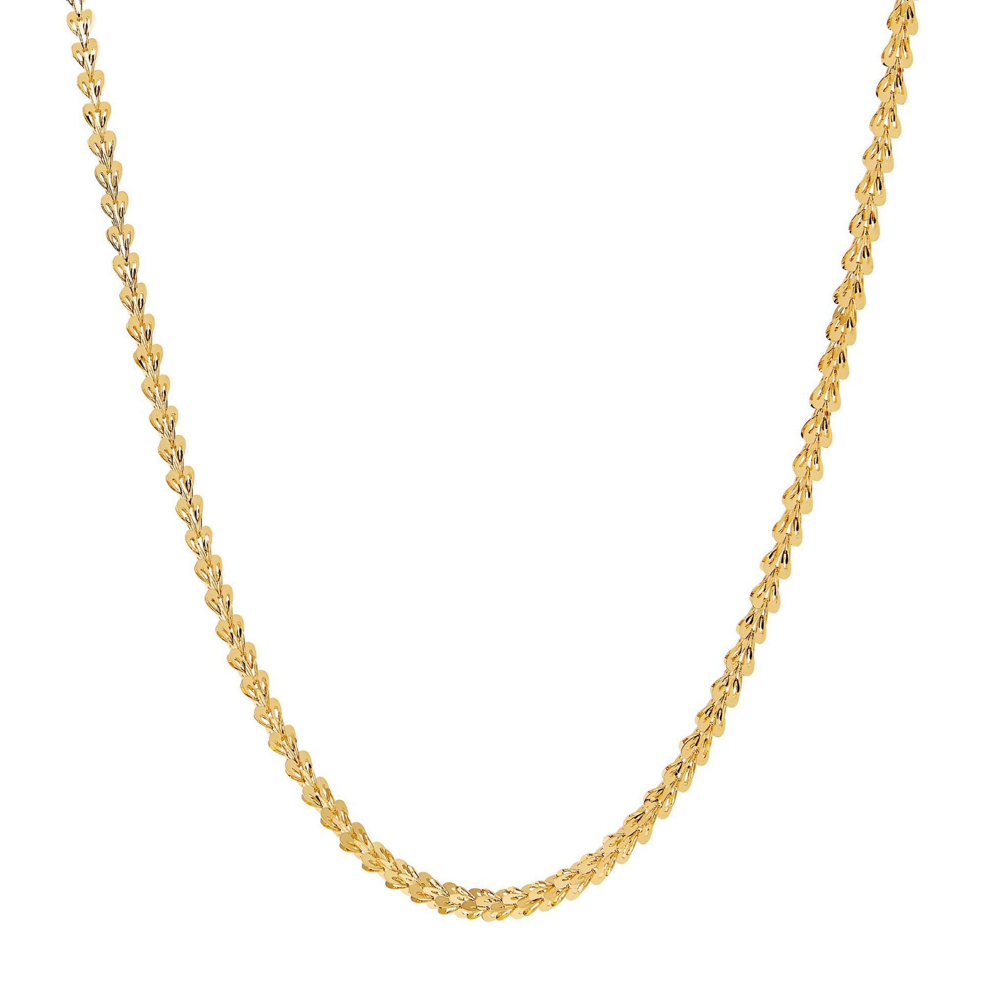Polished Fold-Over Heart Link Chain in 14K Yellow Gold, 18”