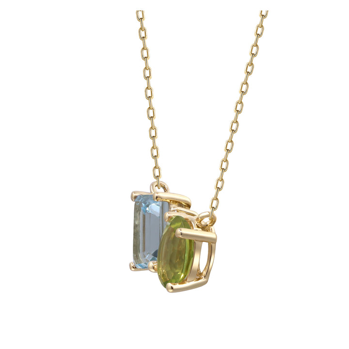 Toi et Moi Multi-Gemstone Necklace in 10K Yellow Gold