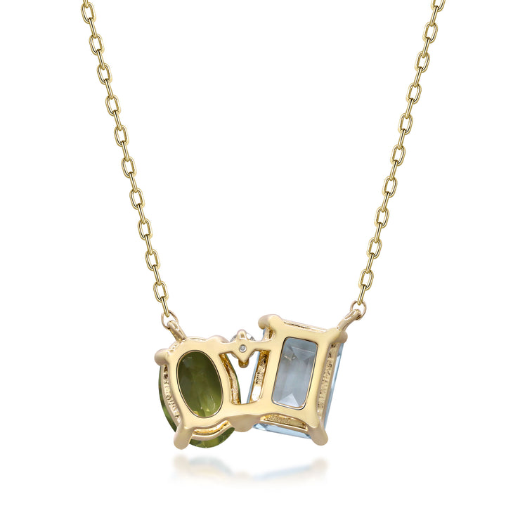 Toi et Moi Multi-Gemstone Necklace in 10K Yellow Gold