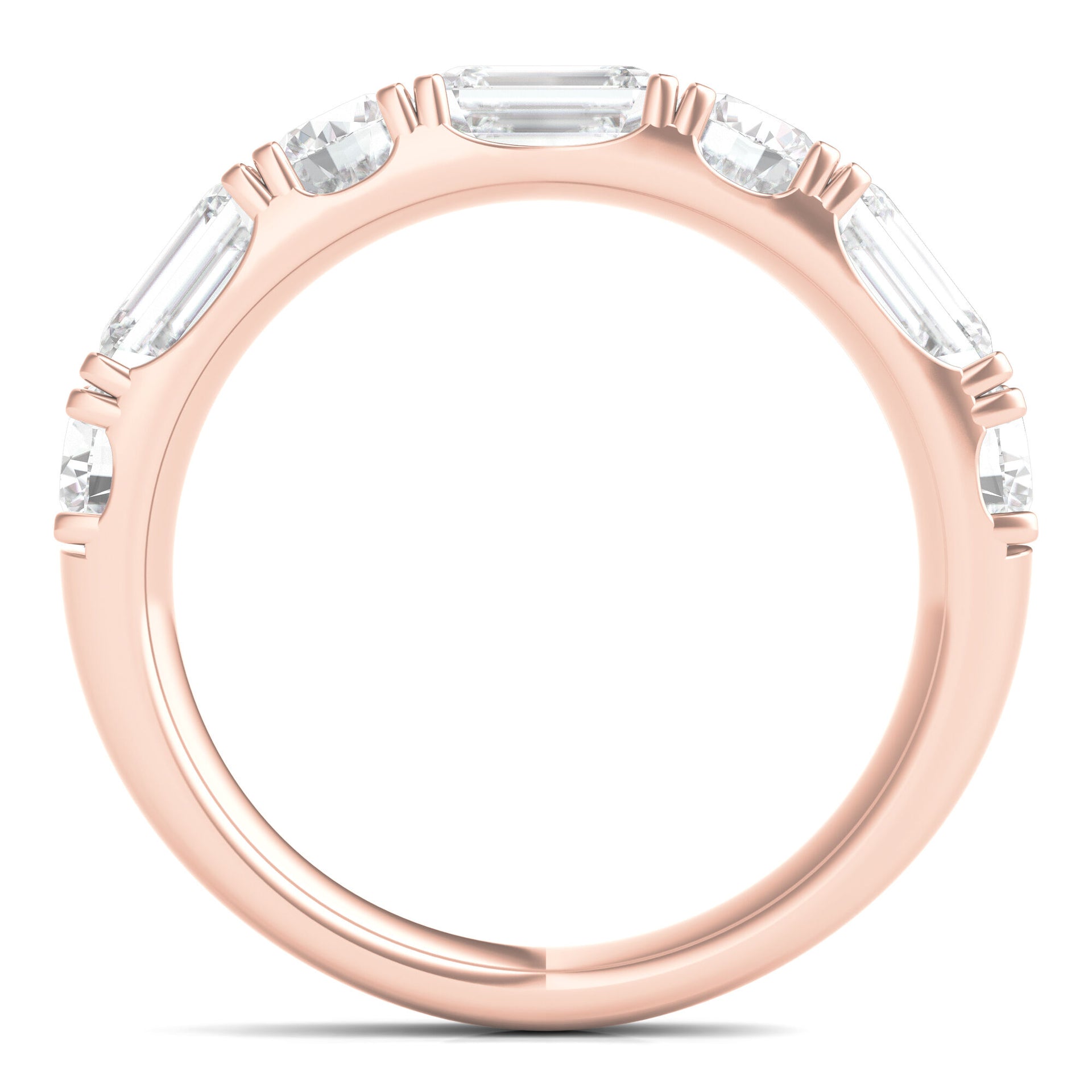 Round & Emerald-Cut Diamond Band in 14K Rose Gold (2 1/2 ct. tw.)