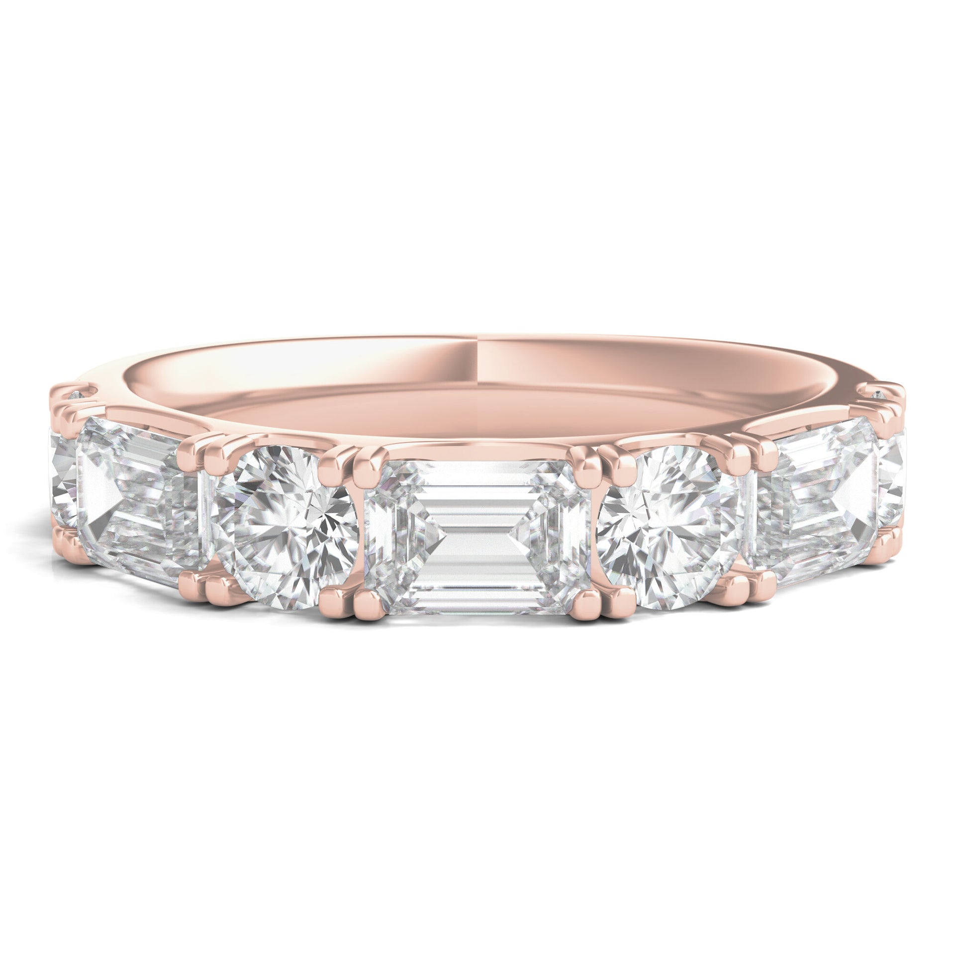 Round & Emerald-Cut Diamond Band in 14K Rose Gold (2 1/2 ct. tw.)