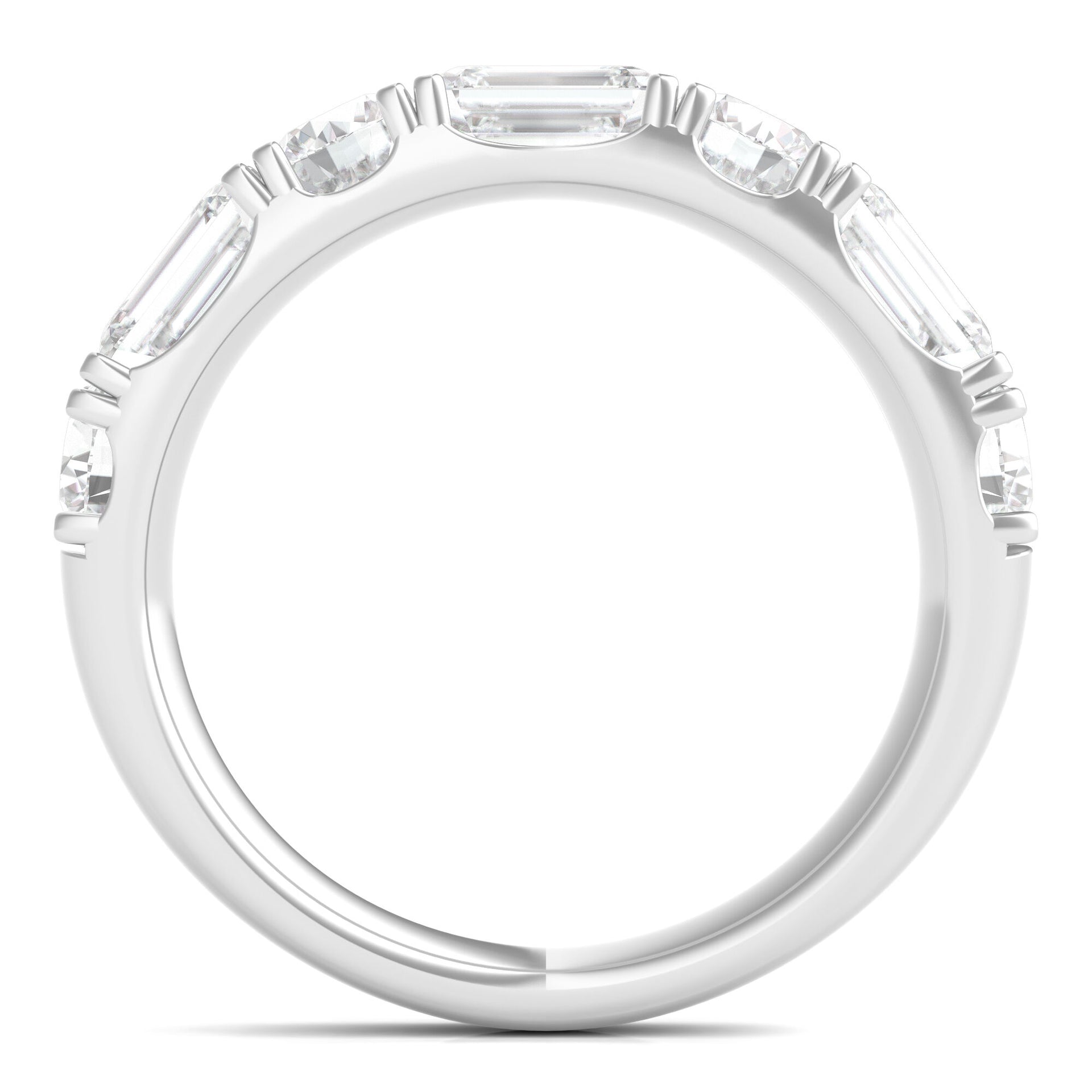 Round & Emerald-Cut Diamond Band in 14K White Gold (2 1/2 ct. tw.)