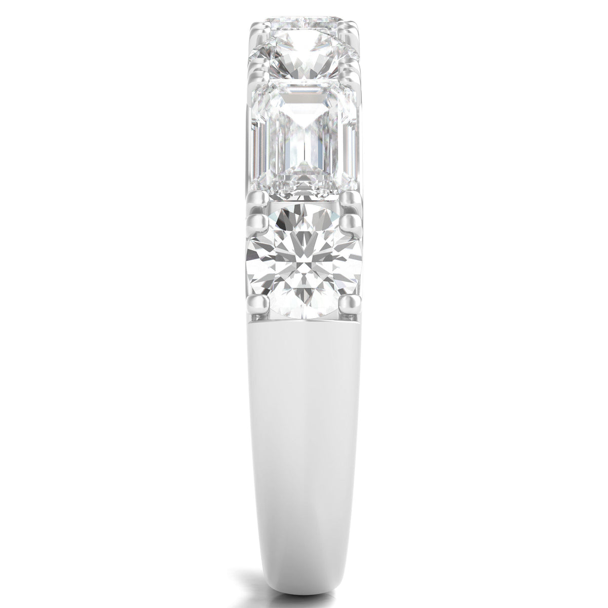 Round & Emerald-Cut Diamond Band in Platinum (2 1/2 ct. tw.)