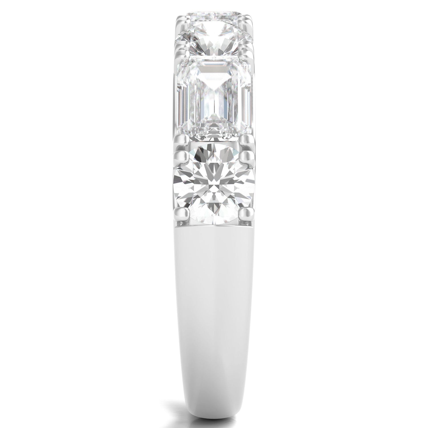 Round & Emerald-Cut Diamond Band in Platinum (2 1/2 ct. tw.)