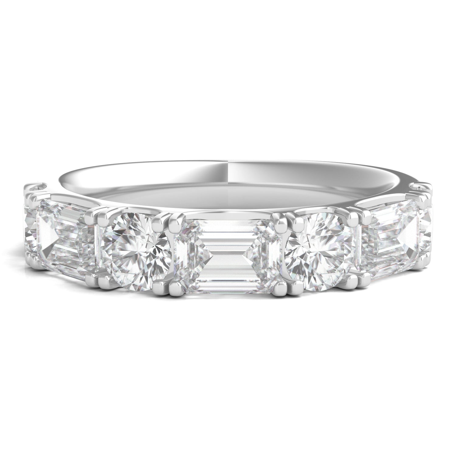 Round & Emerald-Cut Diamond Band in Platinum (2 1/2 ct. tw.)