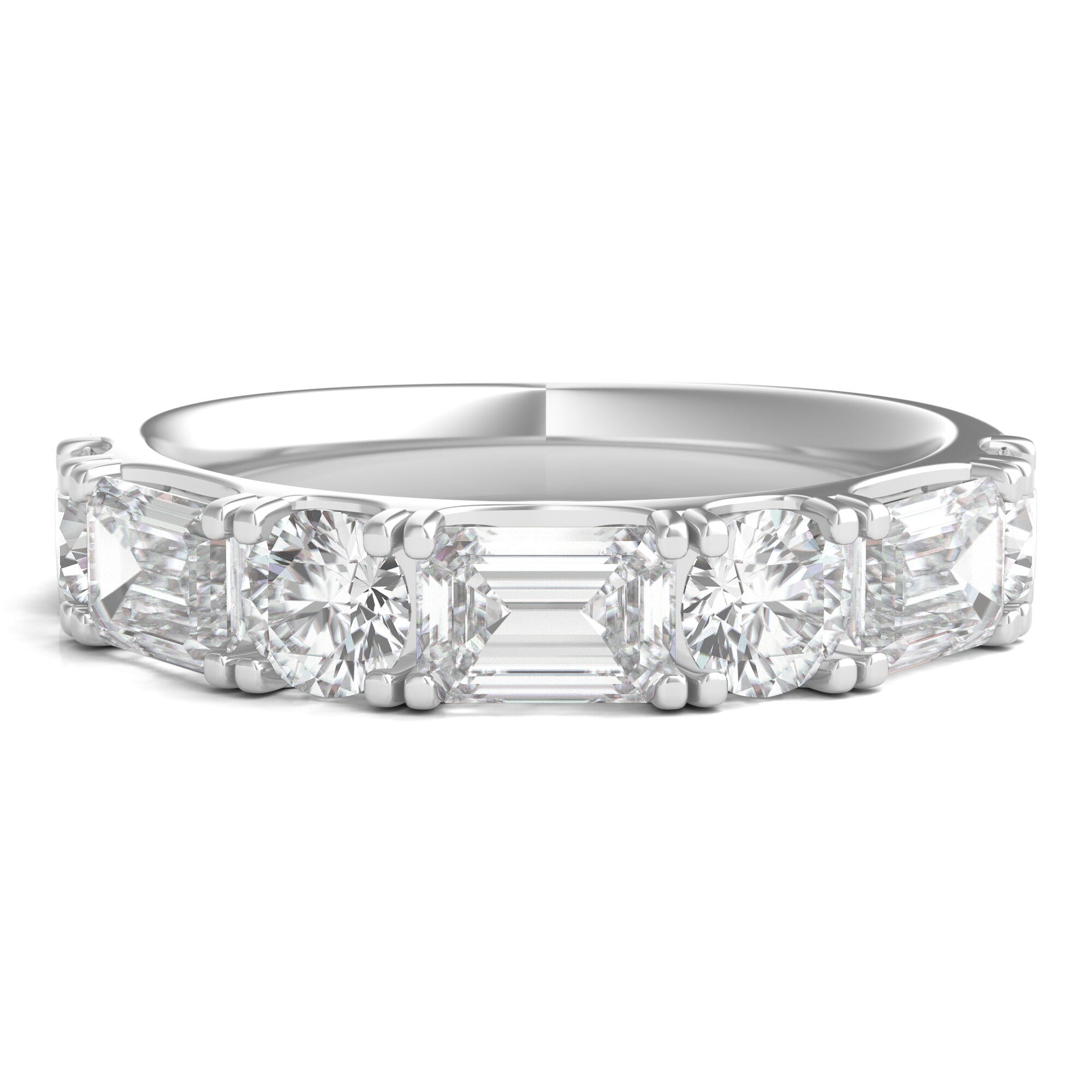 Round & Emerald-Cut Diamond Band in Platinum (2 1/2 ct. tw.)