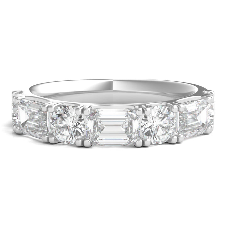 Round & Emerald-Cut Diamond Band in Platinum (2 1/2 ct. tw.)