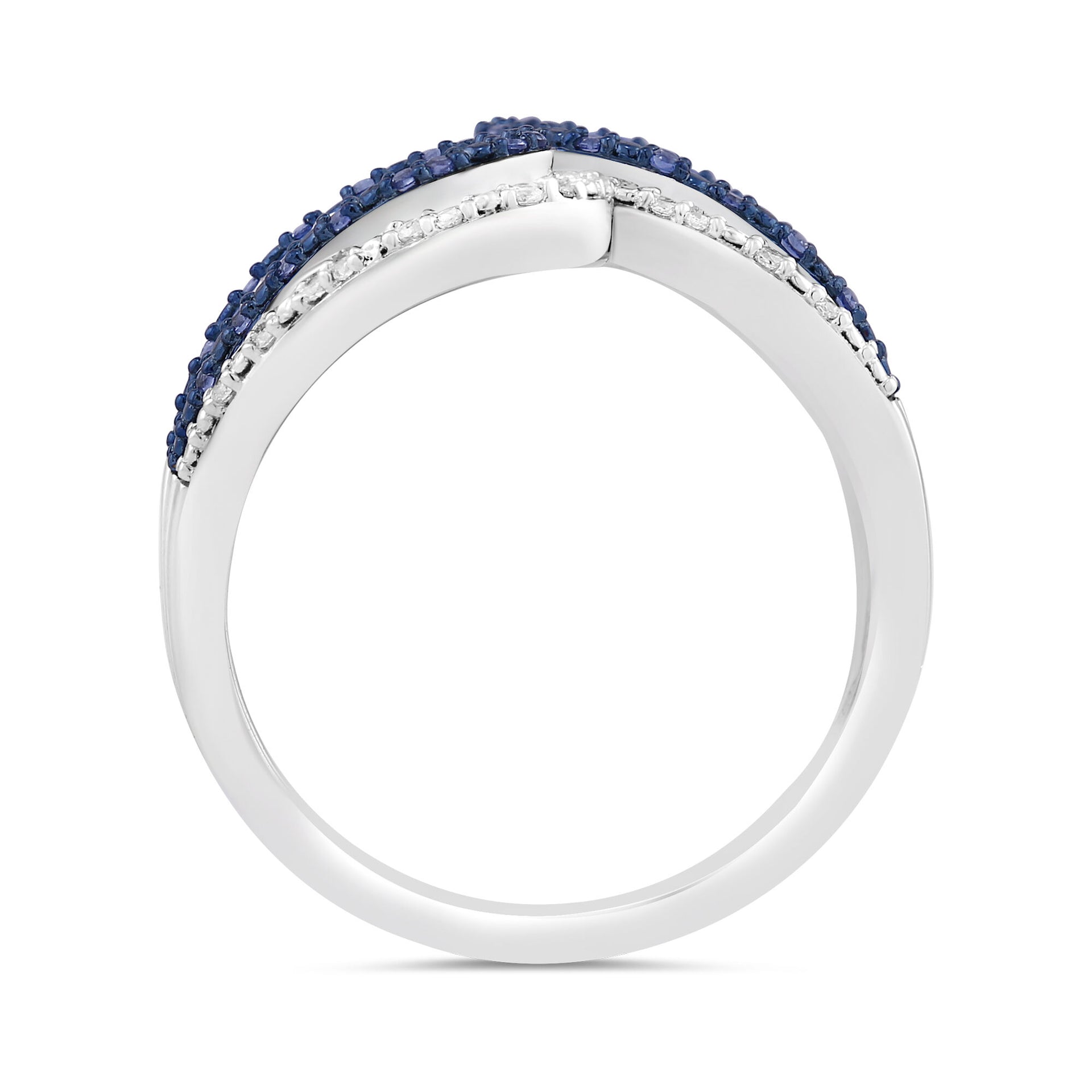 Blue Diamond Open Loop Bypass Ring in Sterling Silver (1/5 ct. tw.)