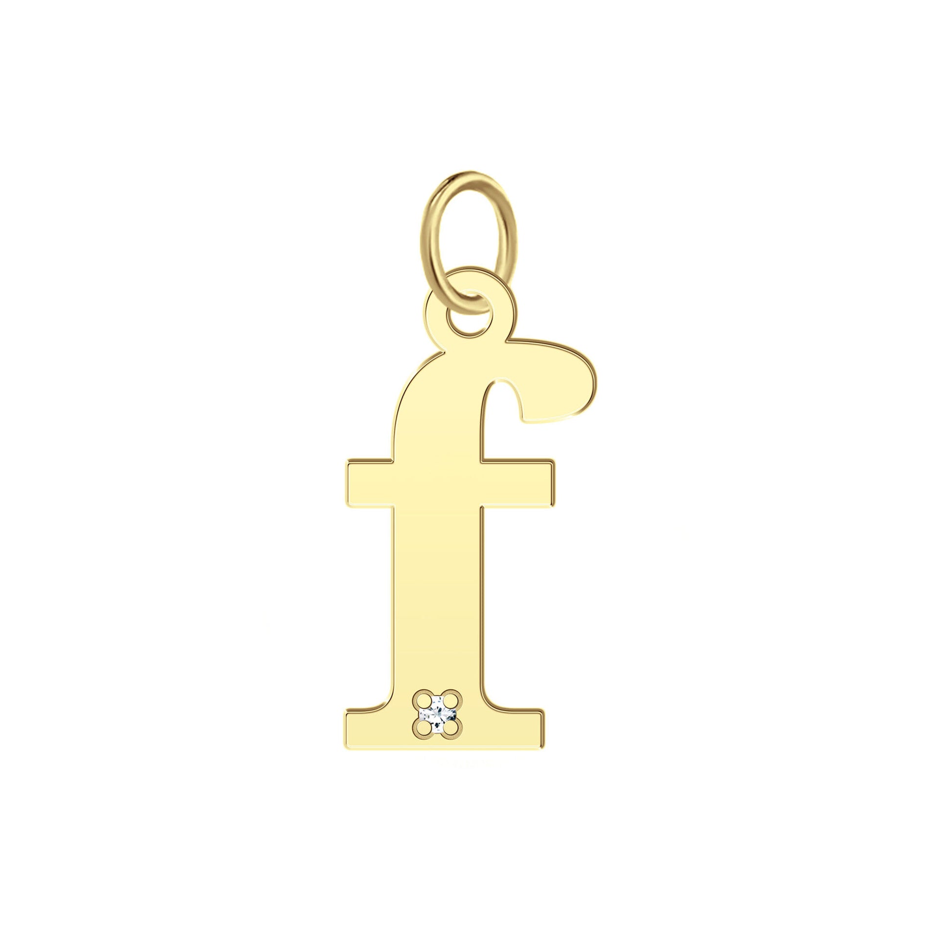 “F” Initial Charm with Diamond Accent in 10K Yellow Gold