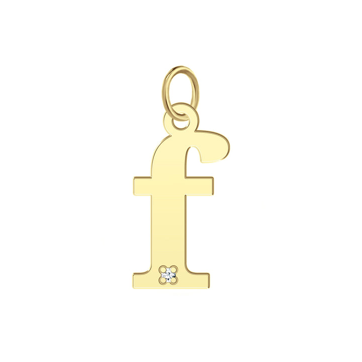 “F” Initial Charm with Diamond Accent in 10K Yellow Gold