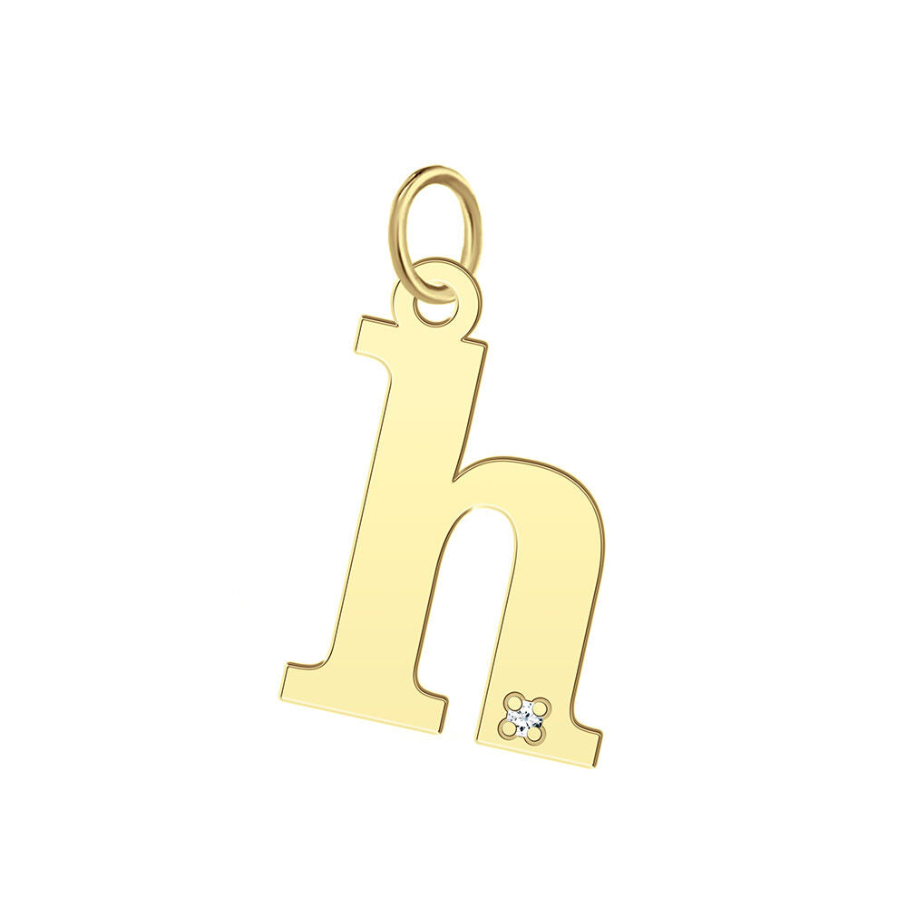 “H” Initial Charm with Diamond Accent in 10K Yellow Gold