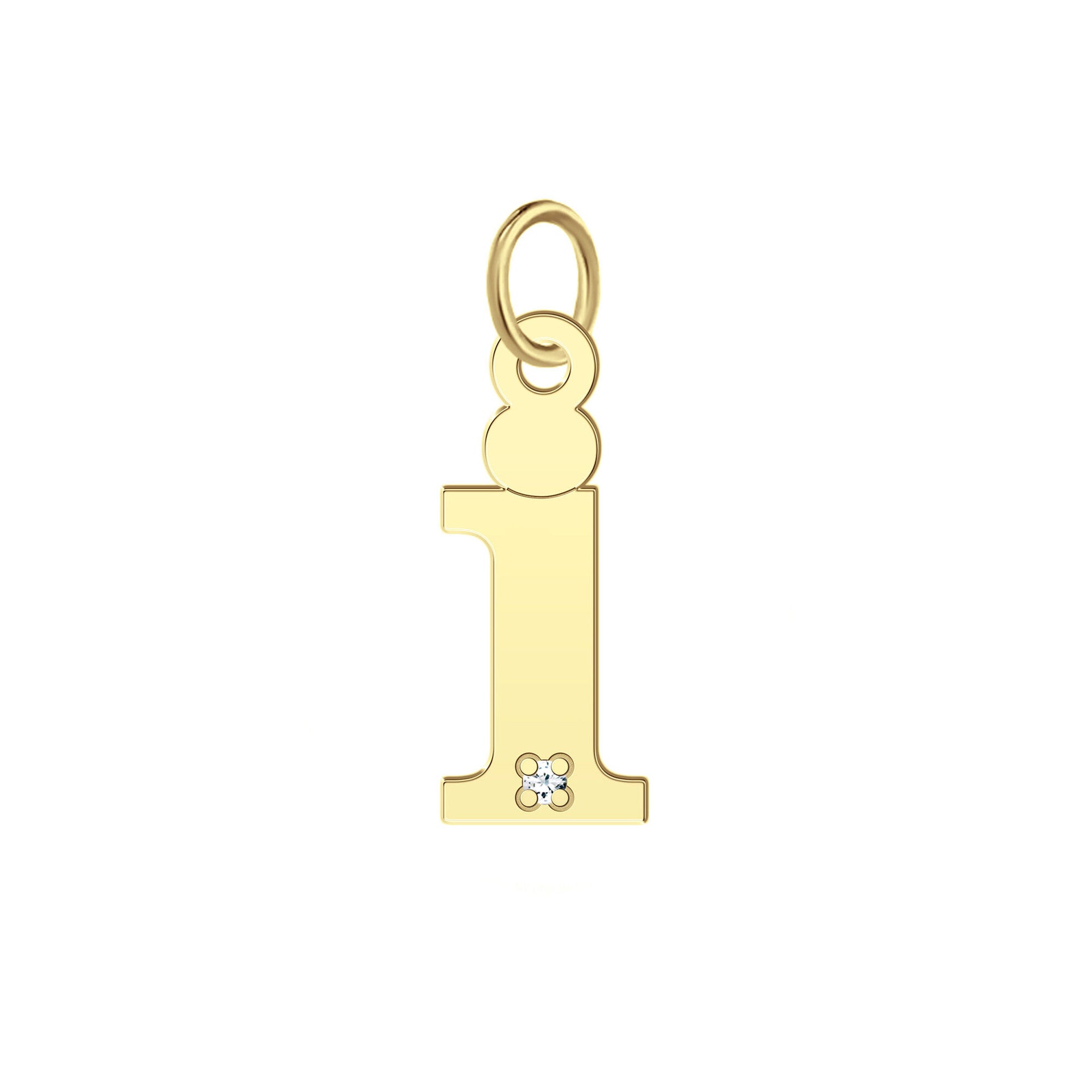 “I” Initial Charm with Diamond Accent in 10K Yellow Gold