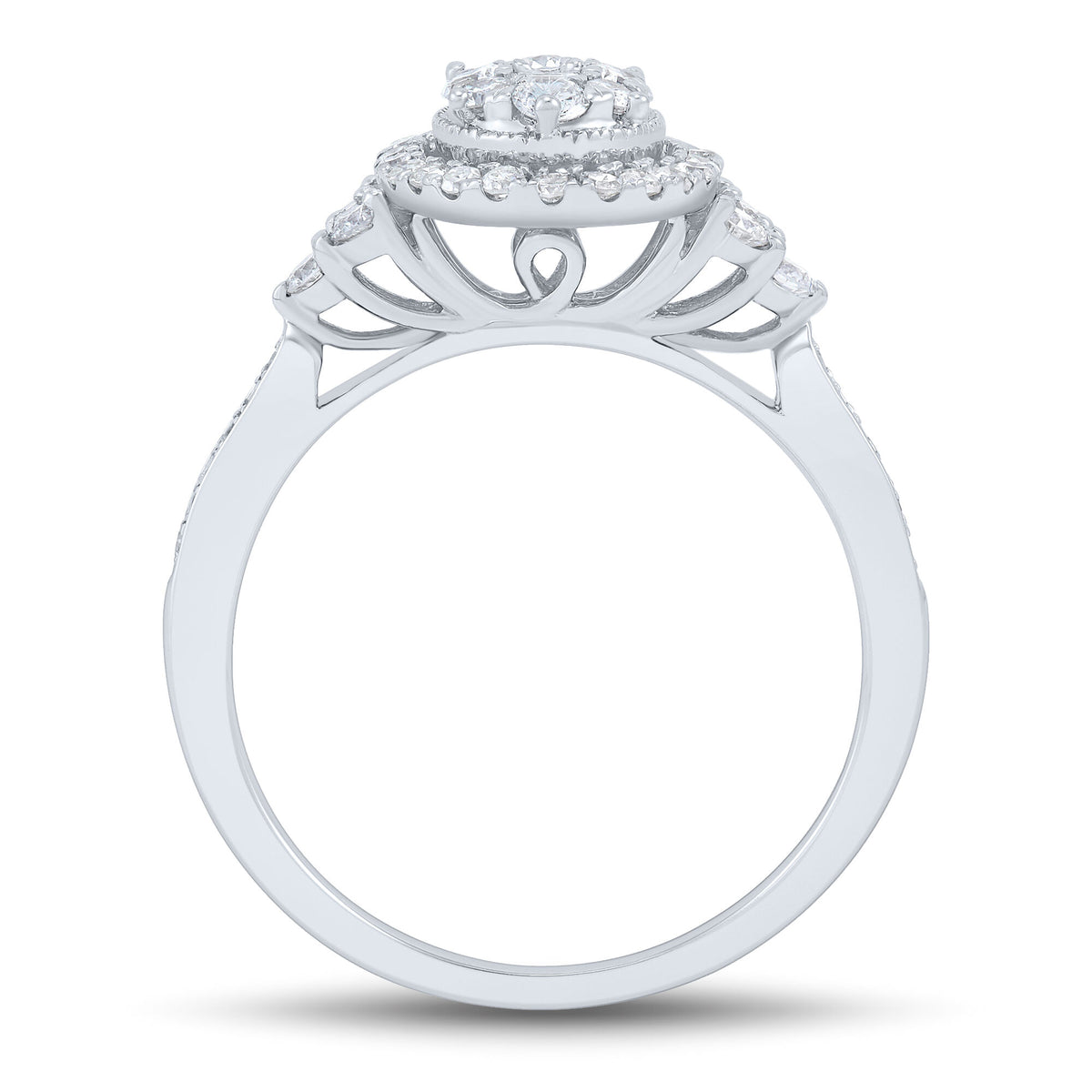 Oval Composite Diamond Engagement Ring in 10K White Gold (3/4 ct. tw.)