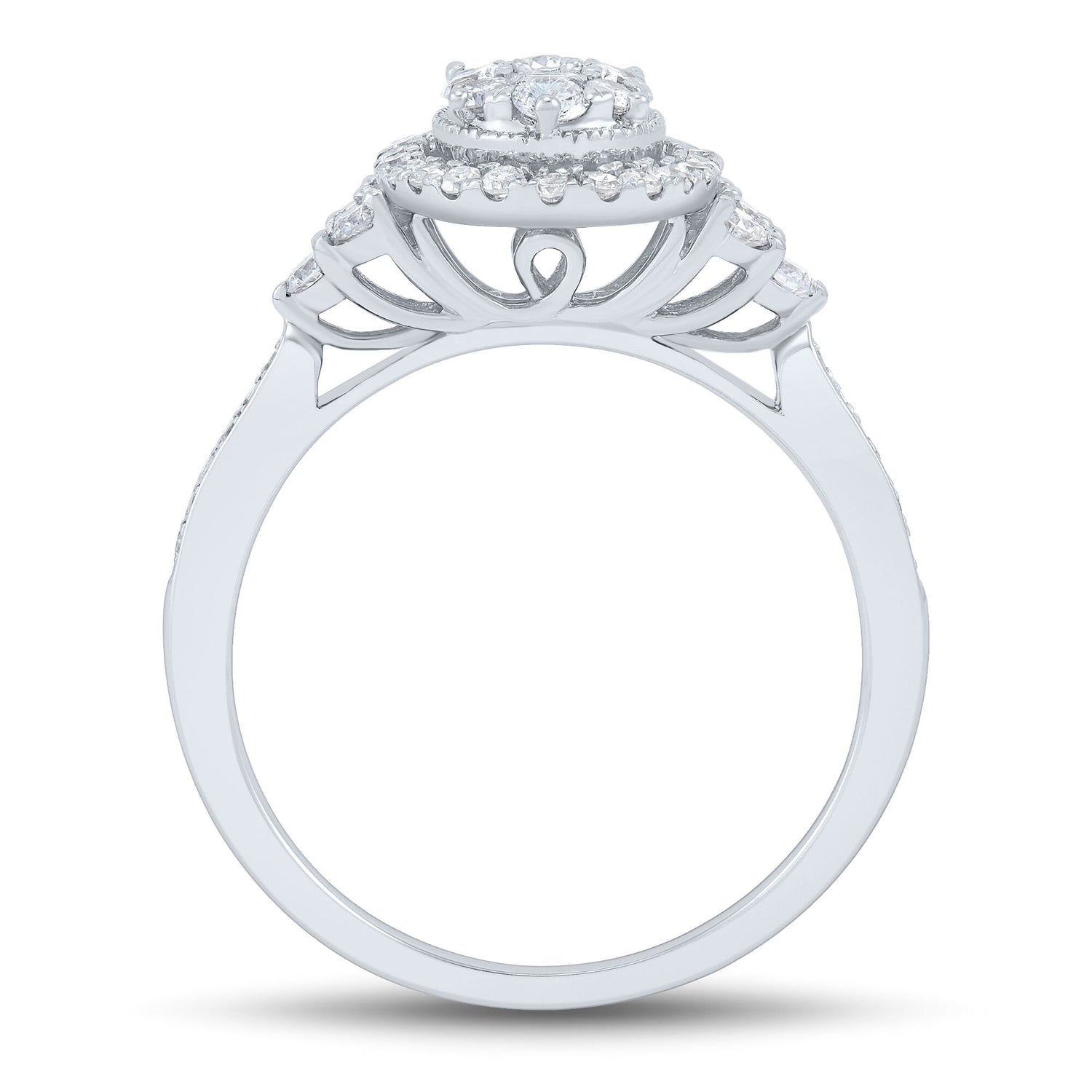 Oval Composite Diamond Engagement Ring in 10K White Gold (3/4 ct. tw.)