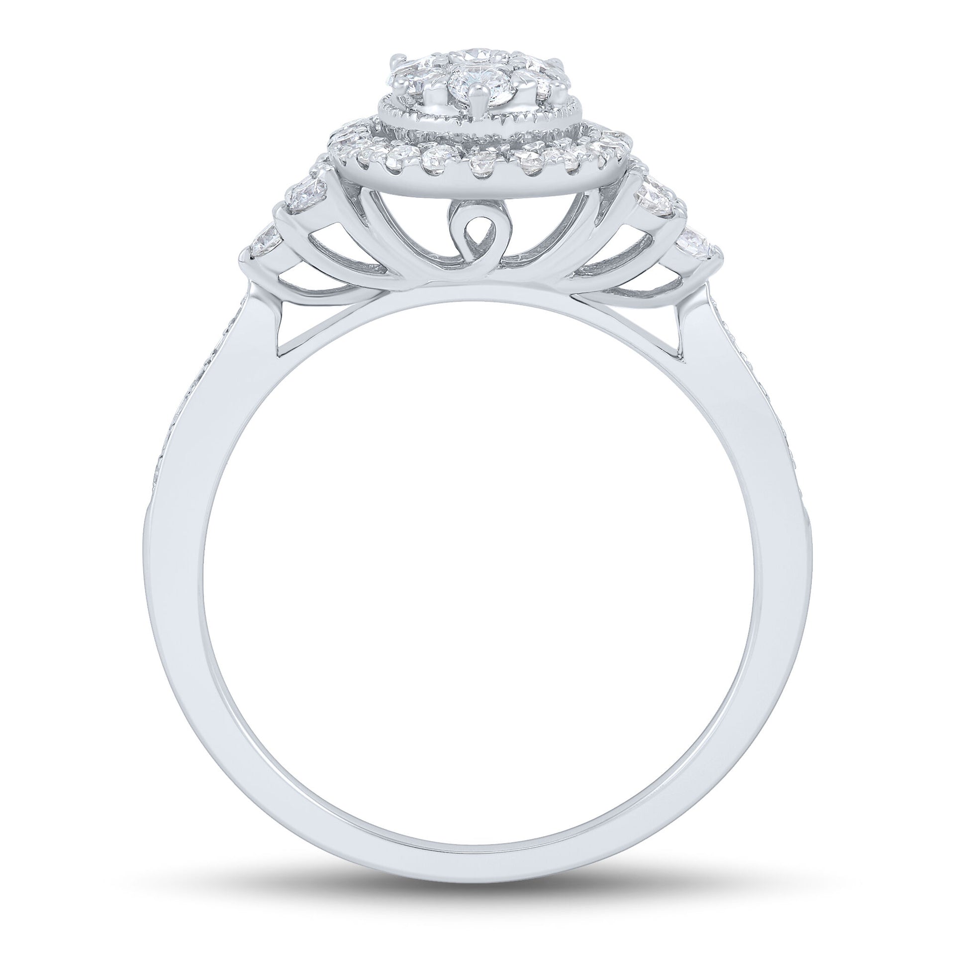Oval Composite Diamond Engagement Ring in 10K White Gold (3/4 ct. tw.)