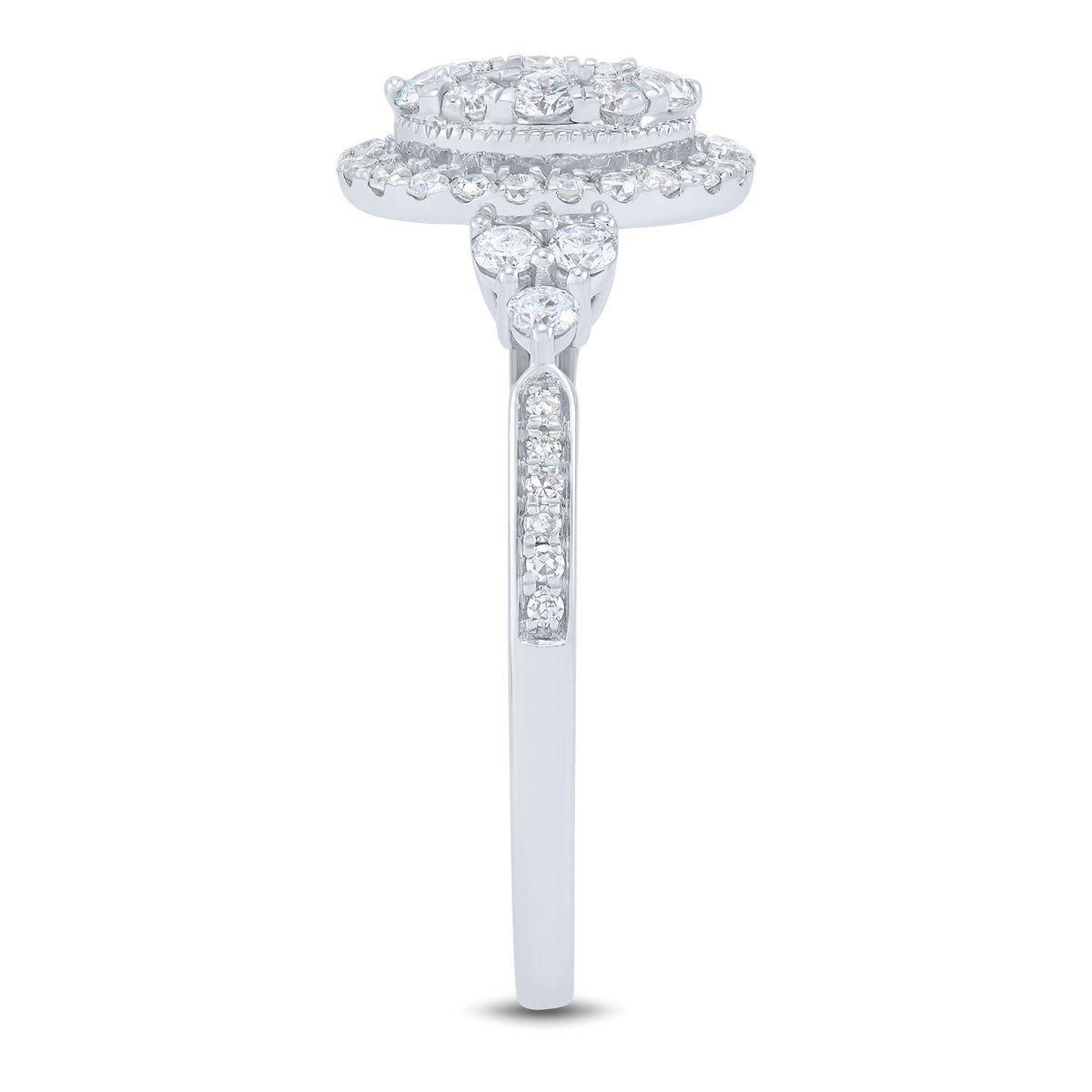 Oval Composite Diamond Engagement Ring in 10K White Gold (3/4 ct. tw.)