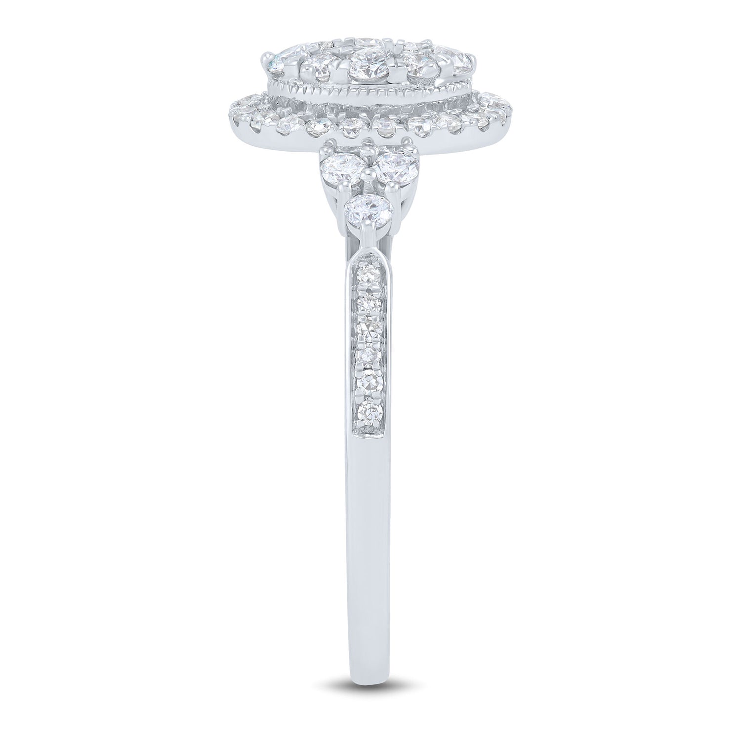 Oval Composite Diamond Engagement Ring in 10K White Gold (3/4 ct. tw.)