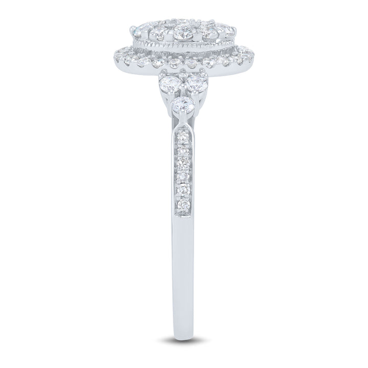 Oval Composite Diamond Engagement Ring in 10K White Gold (3/4 ct. tw.)