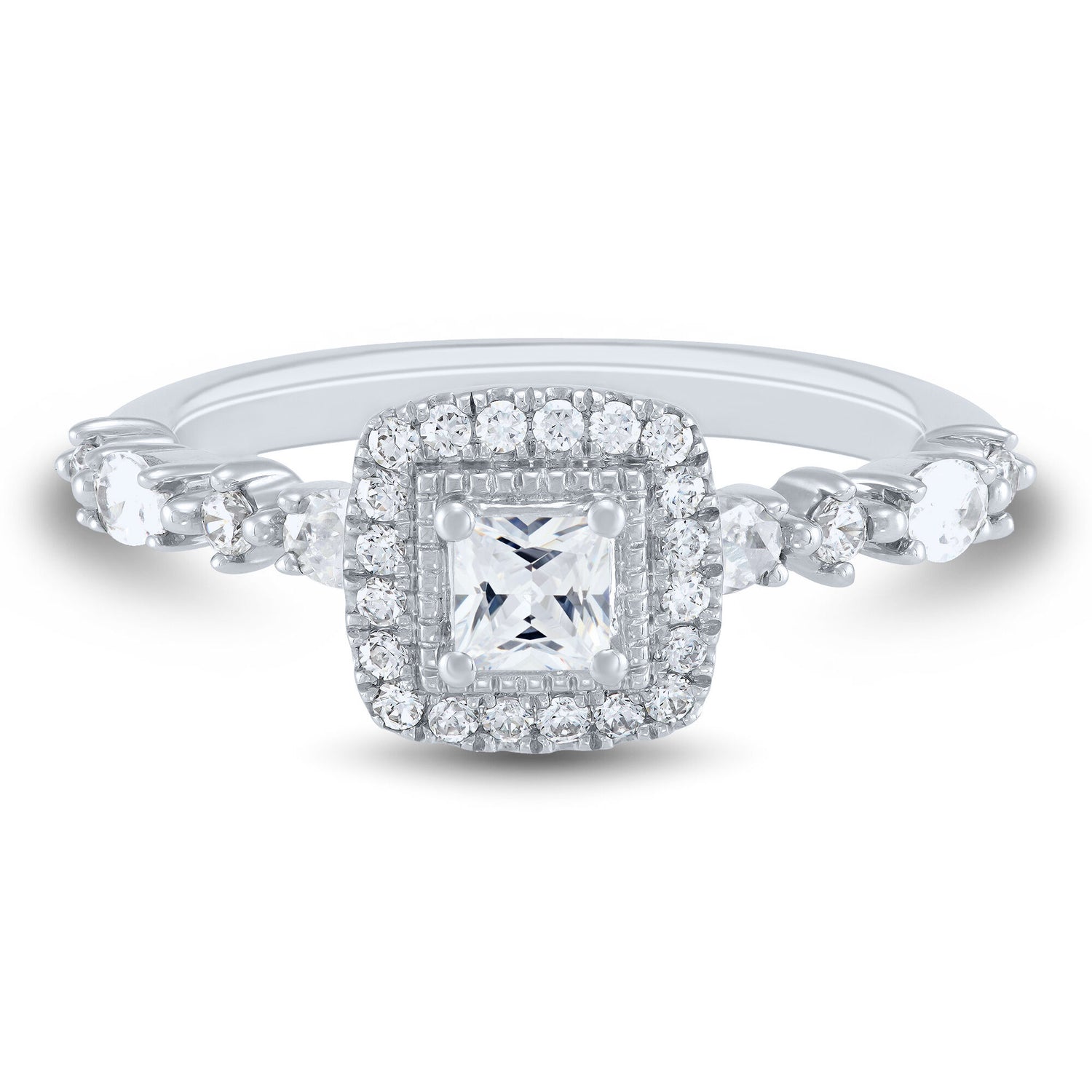 Diamond Engagement Ring with Halo in 14K White Gold (3/4 ct. tw.)