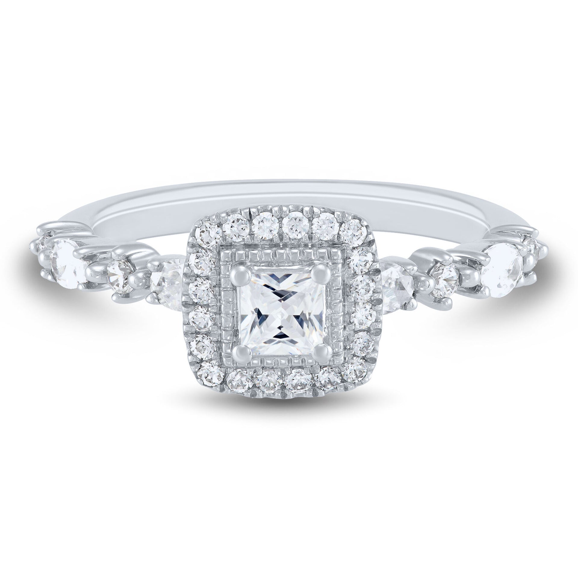 Diamond Engagement Ring with Halo in 14K White Gold (3/4 ct. tw.)