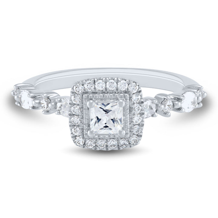 Diamond Engagement Ring with Halo in 14K White Gold (3/4 ct. tw.)