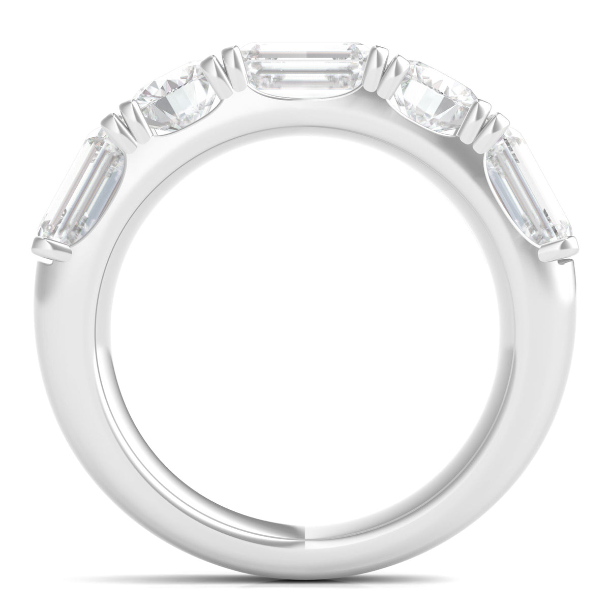 Round & Emerald-Cut Diamond Five-Stone Band in Platinum (4 ct. tw.)
