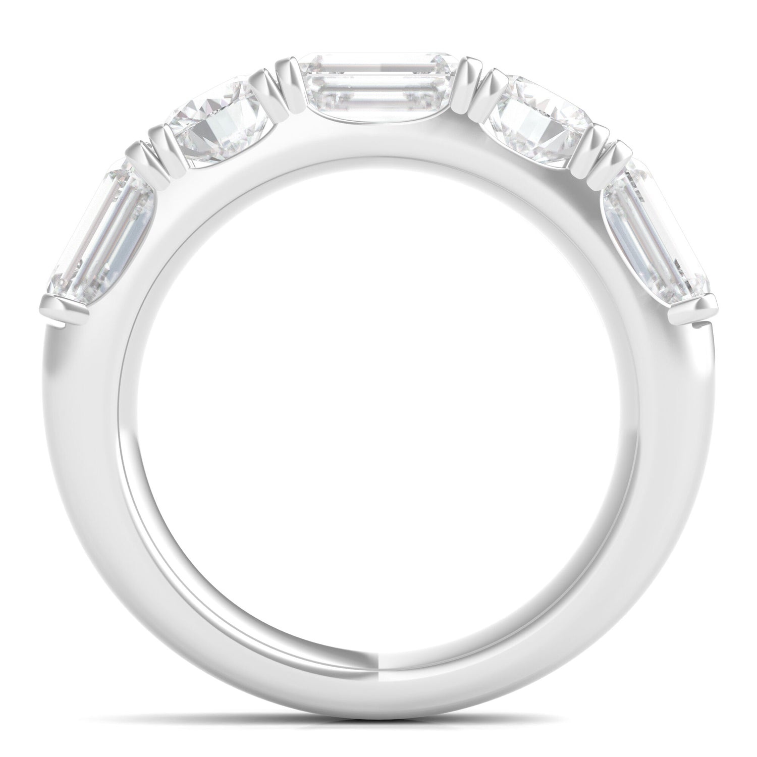 Round & Emerald-Cut Diamond Five-Stone Band in Platinum (4 ct. tw.)