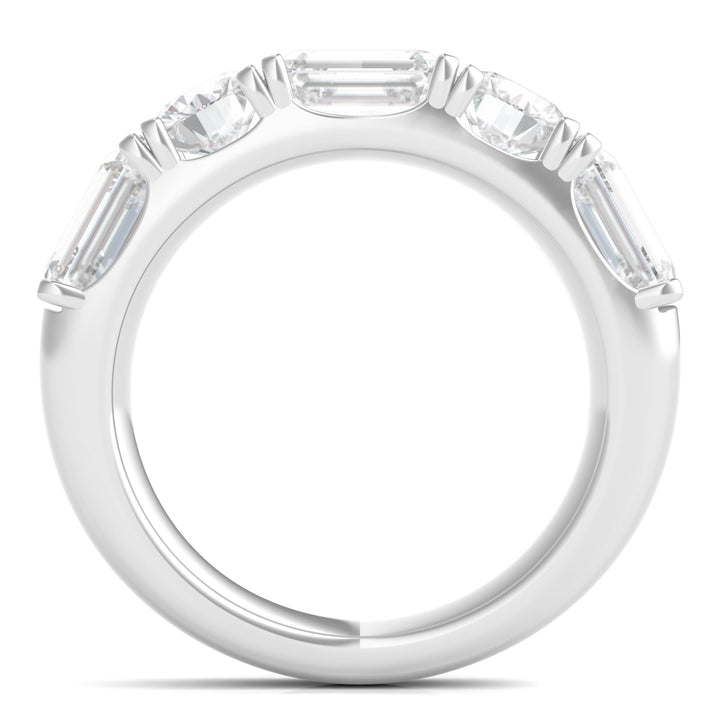 Round & Emerald-Cut Diamond Five-Stone Band in Platinum (4 ct. tw.)