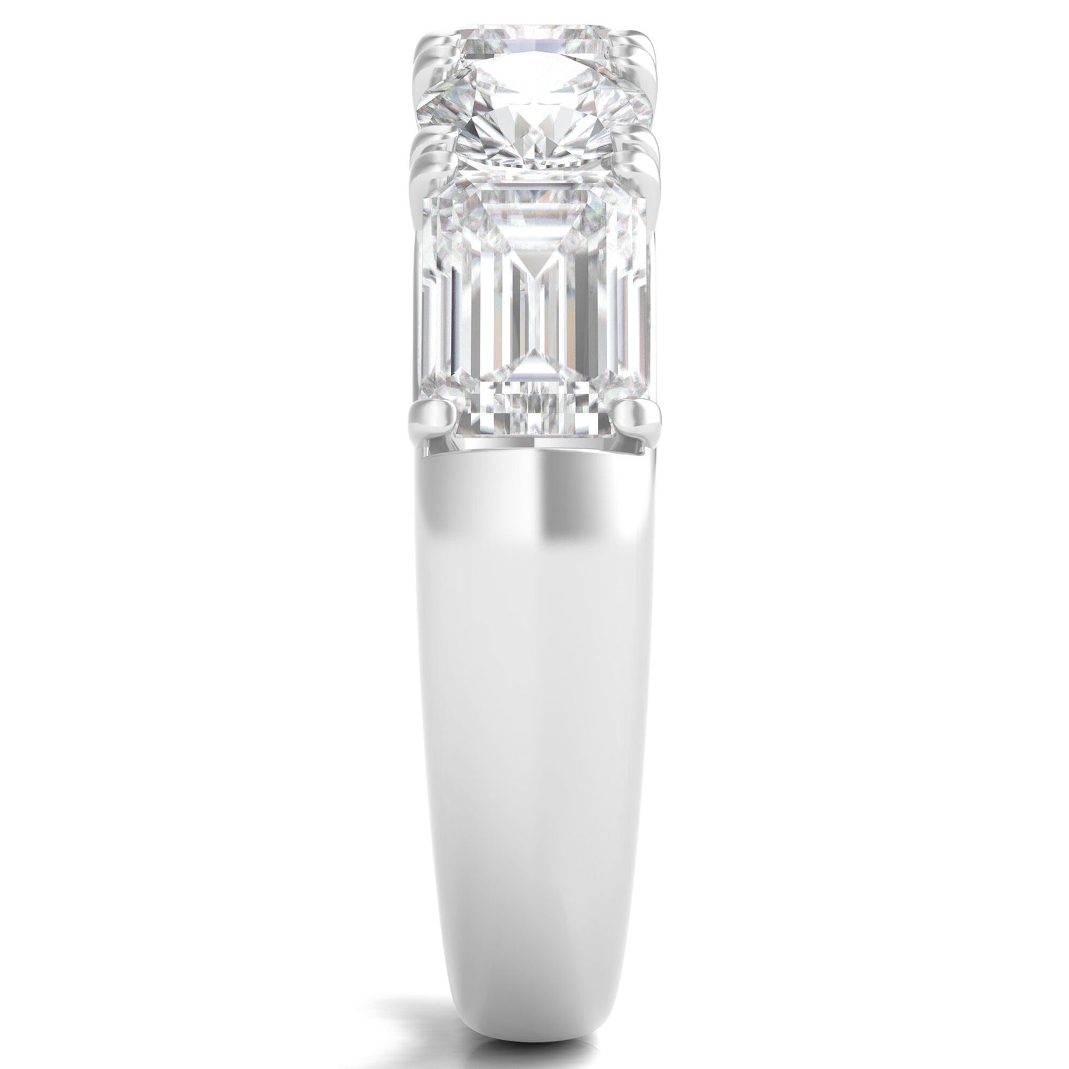 Round & Emerald-Cut Diamond Five-Stone Band in Platinum (4 ct. tw.)