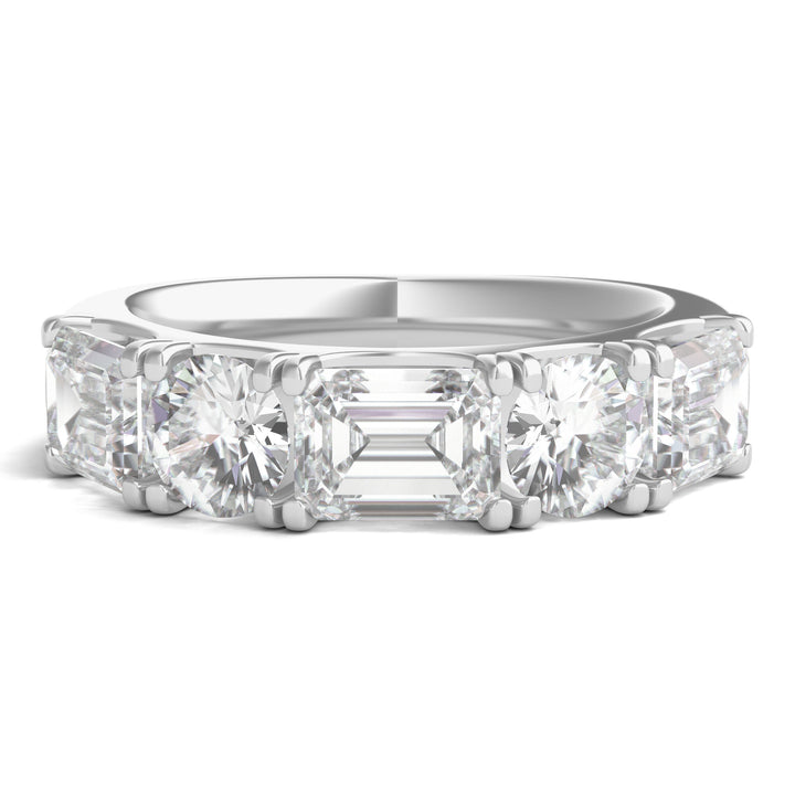 Round & Emerald-Cut Diamond Five-Stone Band in Platinum (4 ct. tw.)