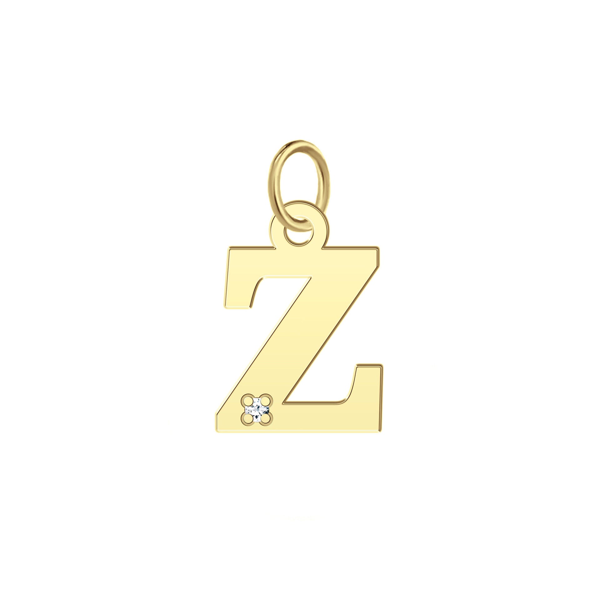 “Z” Initial Charm with Diamond Accent in 10K Yellow Gold