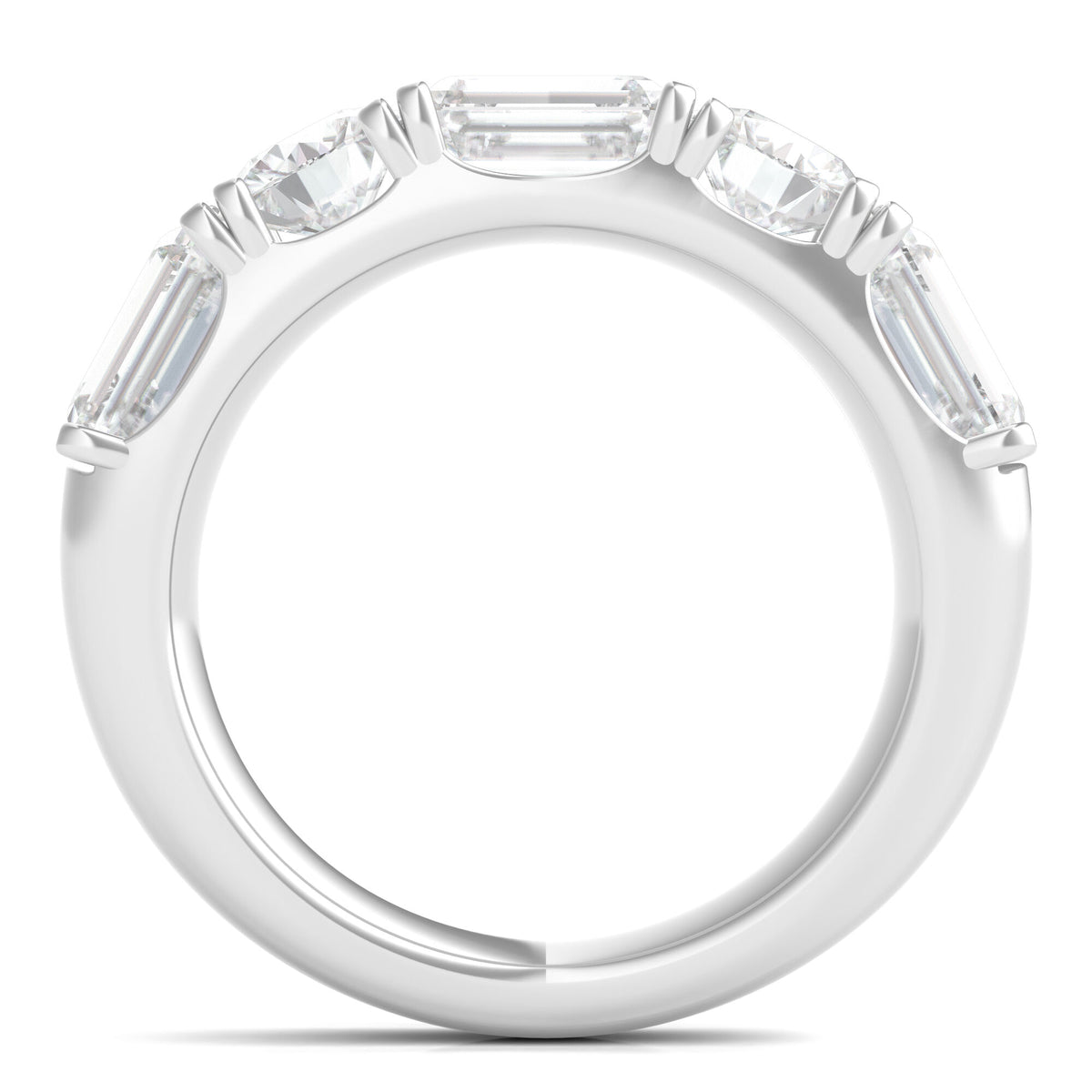 Round & Emerald-Cut Diamond Five-Stone Band in 14K White Gold (4 ct. tw.)