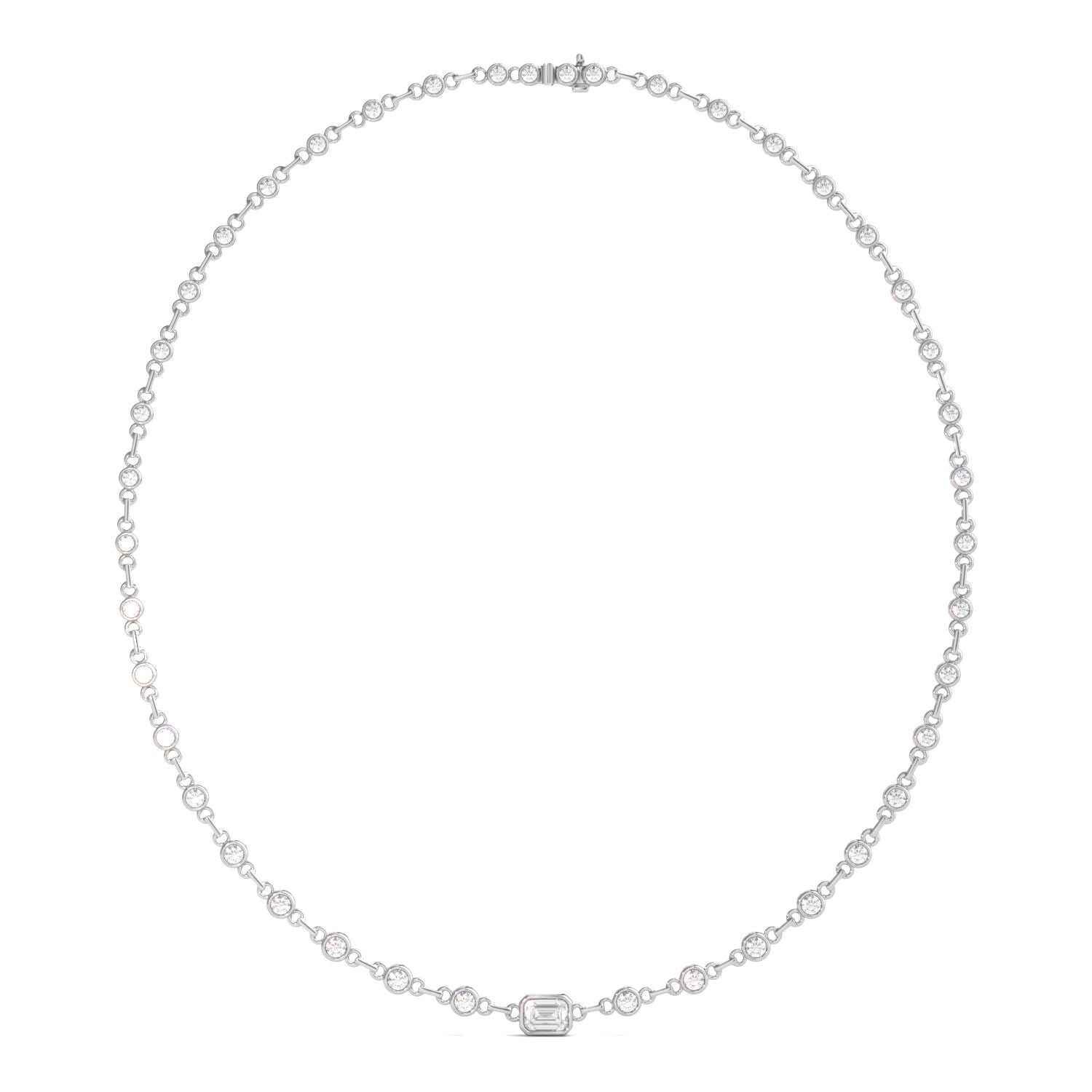 Lab Grown Diamond Bezel Station Necklace in 18K White Gold, 16” (4 3/4 ct. tw.)