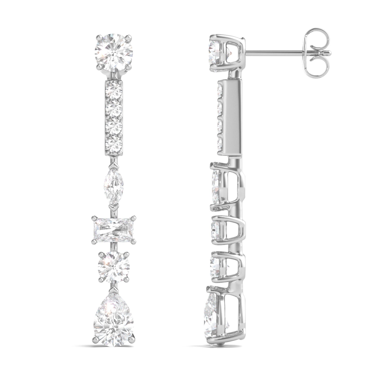 Lab Grown Diamond Dangle Earrings in White Gold (4 1/6 ct. tw.)