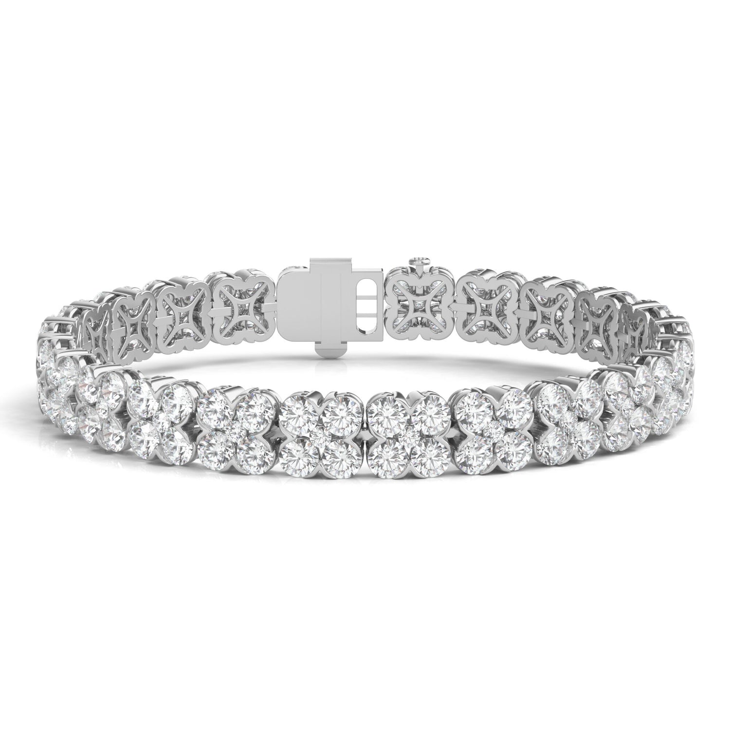 Four-Leaf Clover Lab Grown Diamond Bracelet in 14K White Gold, 7” (19 1/4 ct. tw.)