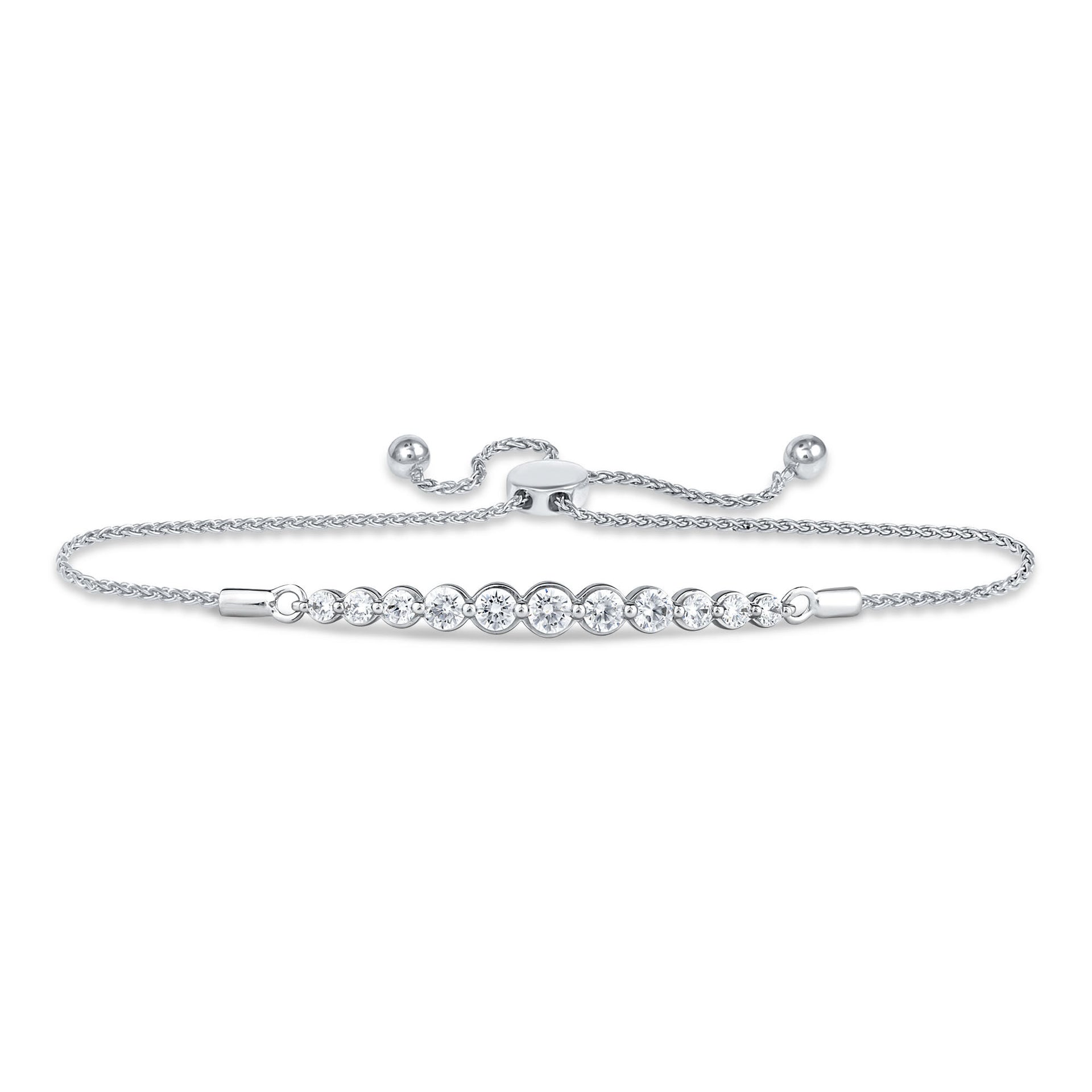 Lab Grown Diamond Bolo Bracelet in 10K White Gold (1 ct. tw.)
