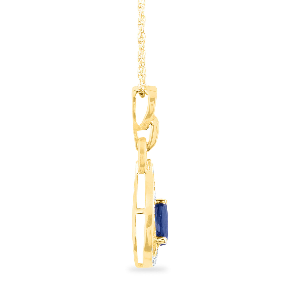 Blue Sapphire and Diamond Pendant in 10K Yellow Gold (1/8 ct. tw.)