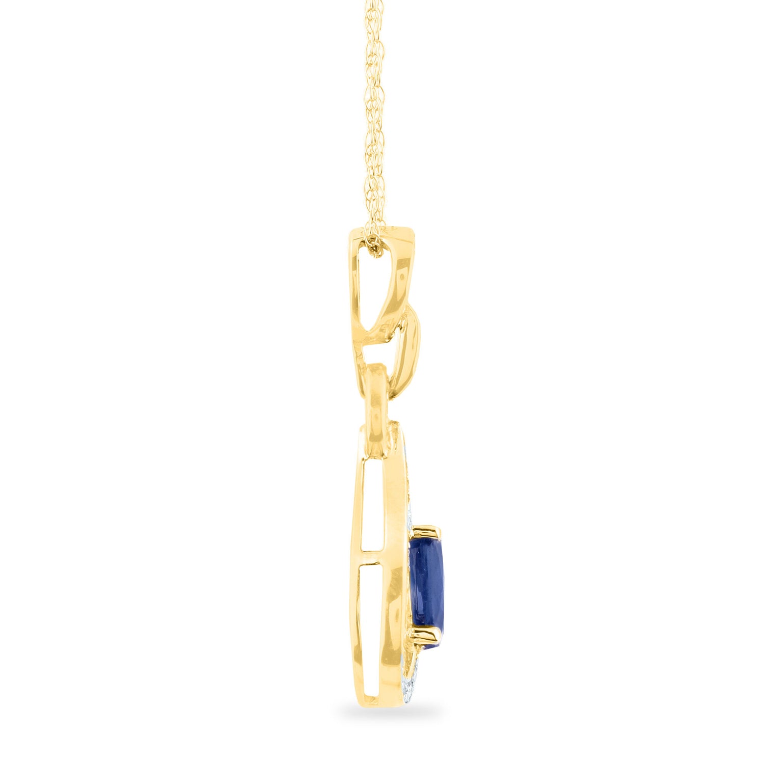 Blue Sapphire and Diamond Pendant in 10K Yellow Gold (1/8 ct. tw.)