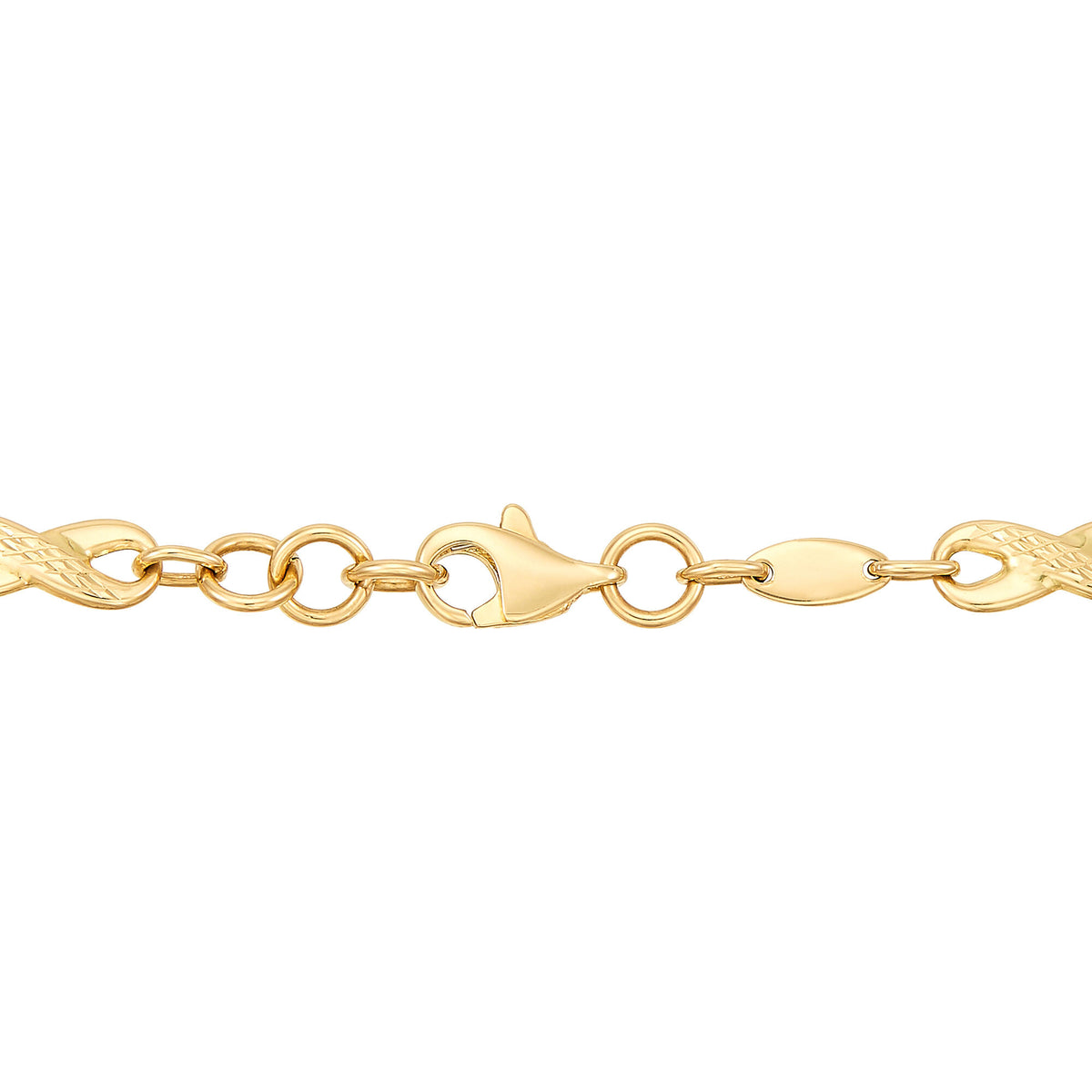 Infinity Link Bracelet in 14K Yellow, White and Rose Gold, 7.5"