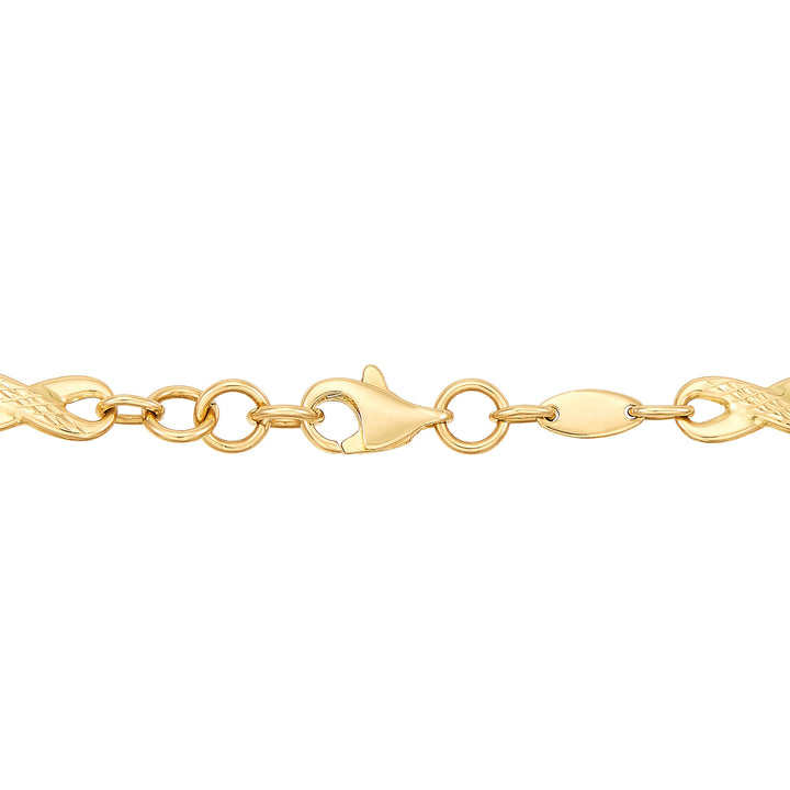 Infinity Link Bracelet in 14K Yellow, White and Rose Gold, 7.5"