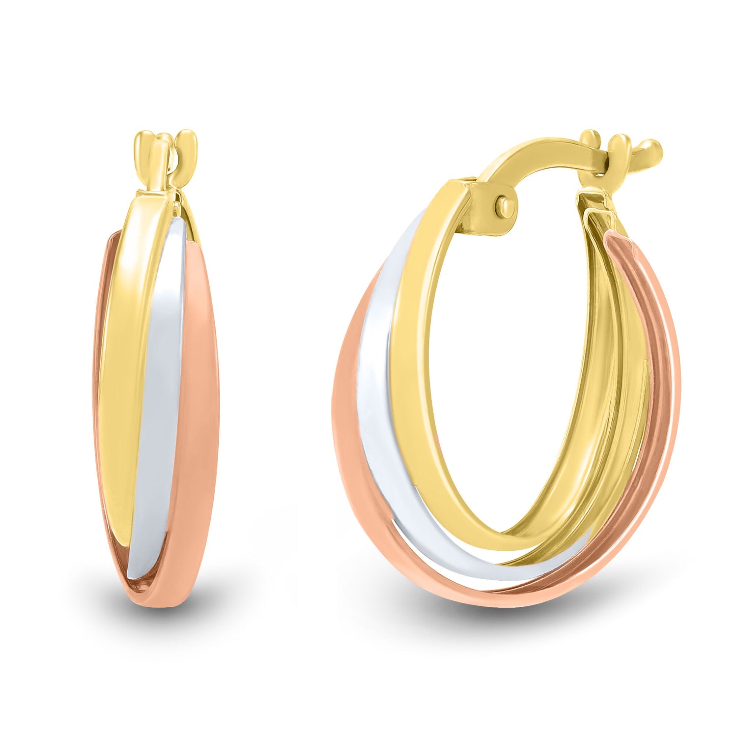 Hoop Earrings in 14K Yellow, White and Rose Gold