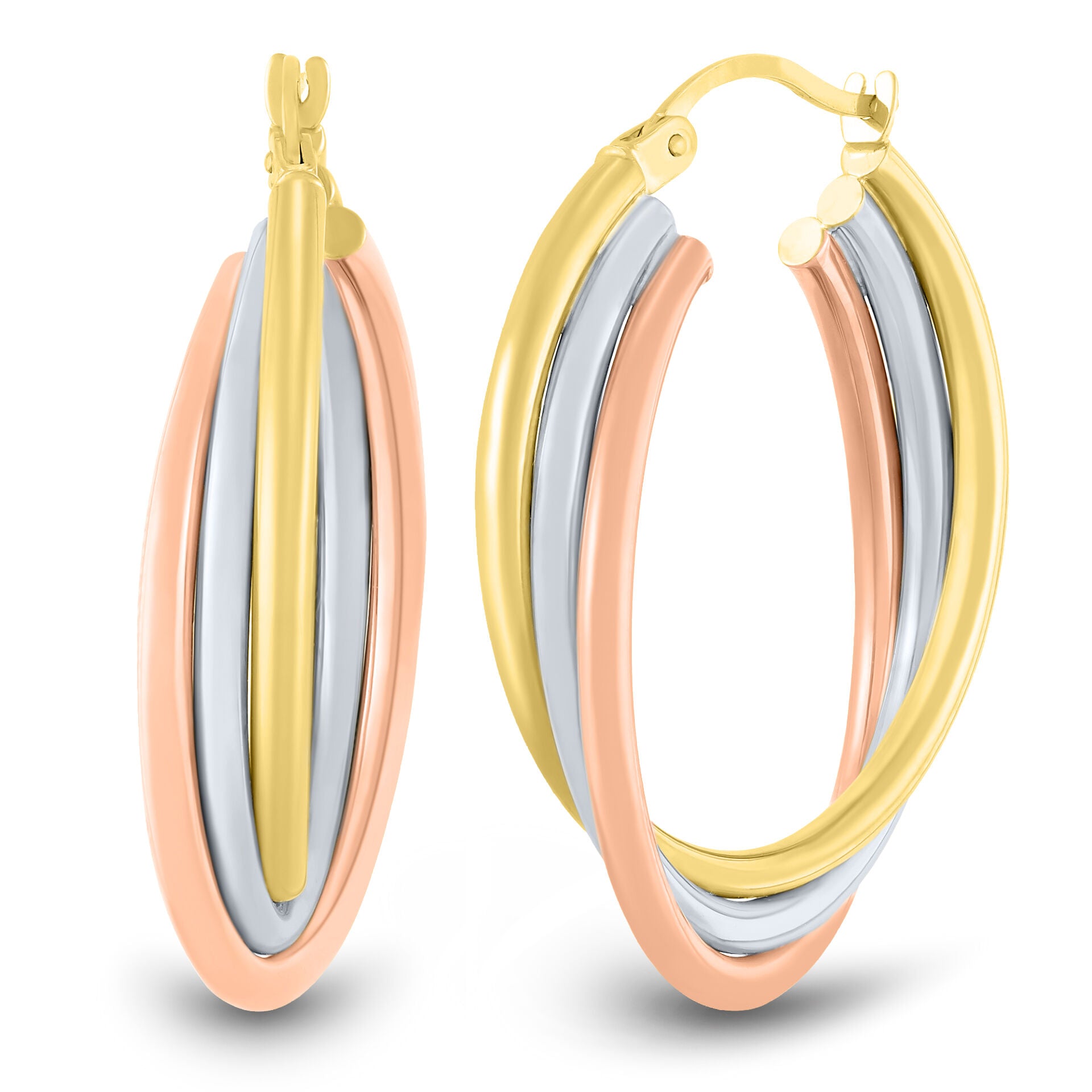 Hoop Earrings in 14K Yellow, White and Rose Gold