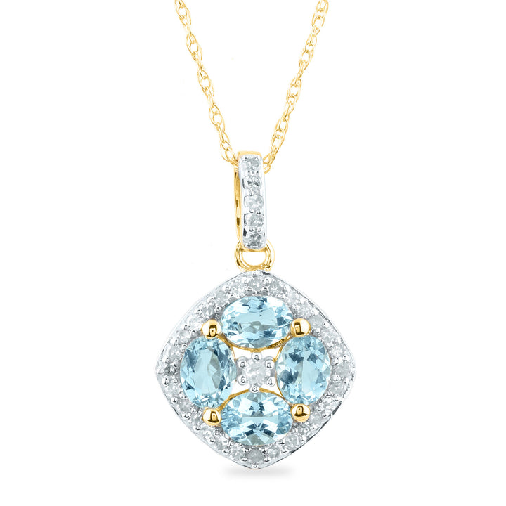 Aquamarine and Diamond Pendant in 10K Yellow Gold (1/7 ct. tw.)