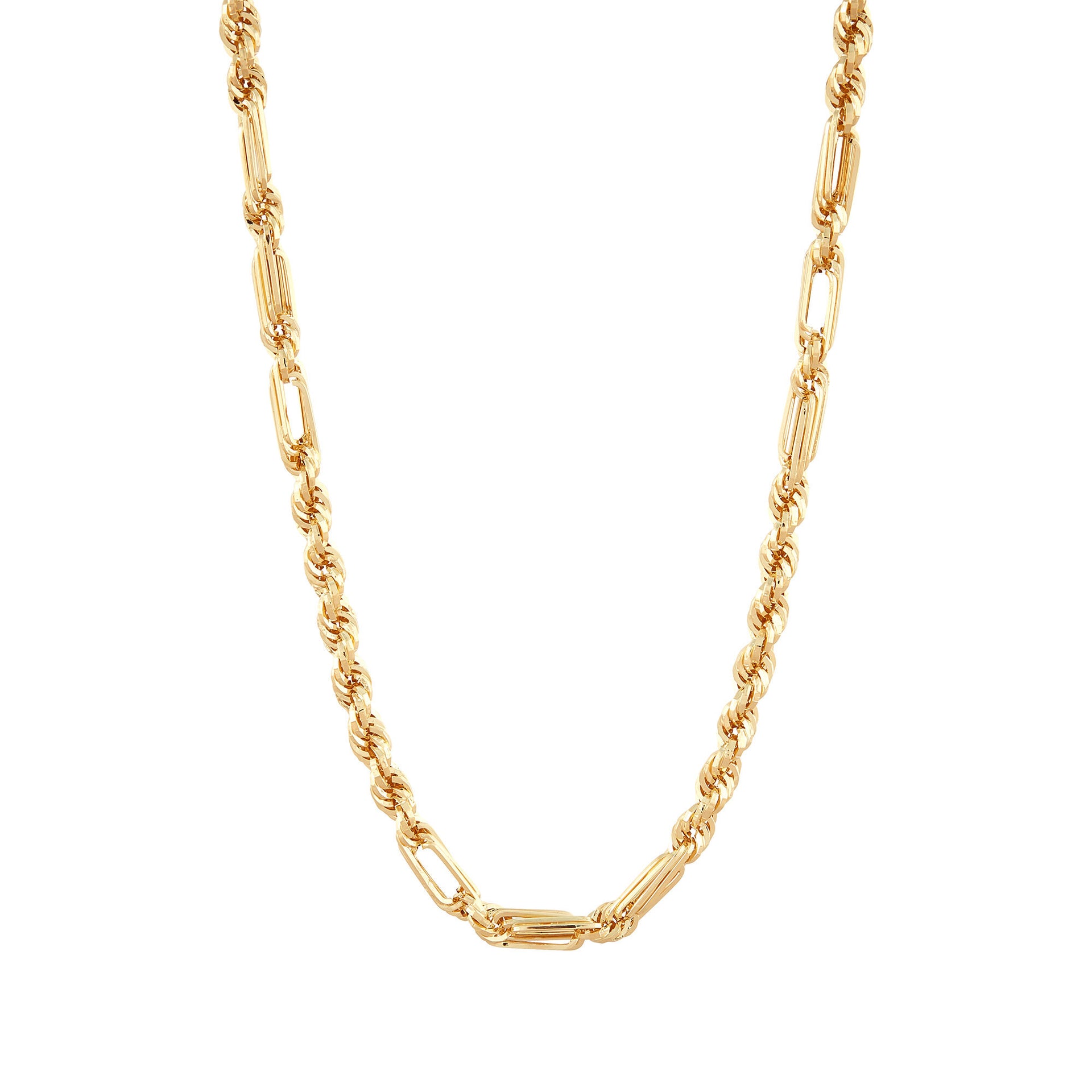 Hollow Baguette Milano Chain in 14K Yellow Gold, 4.2MM, 22”