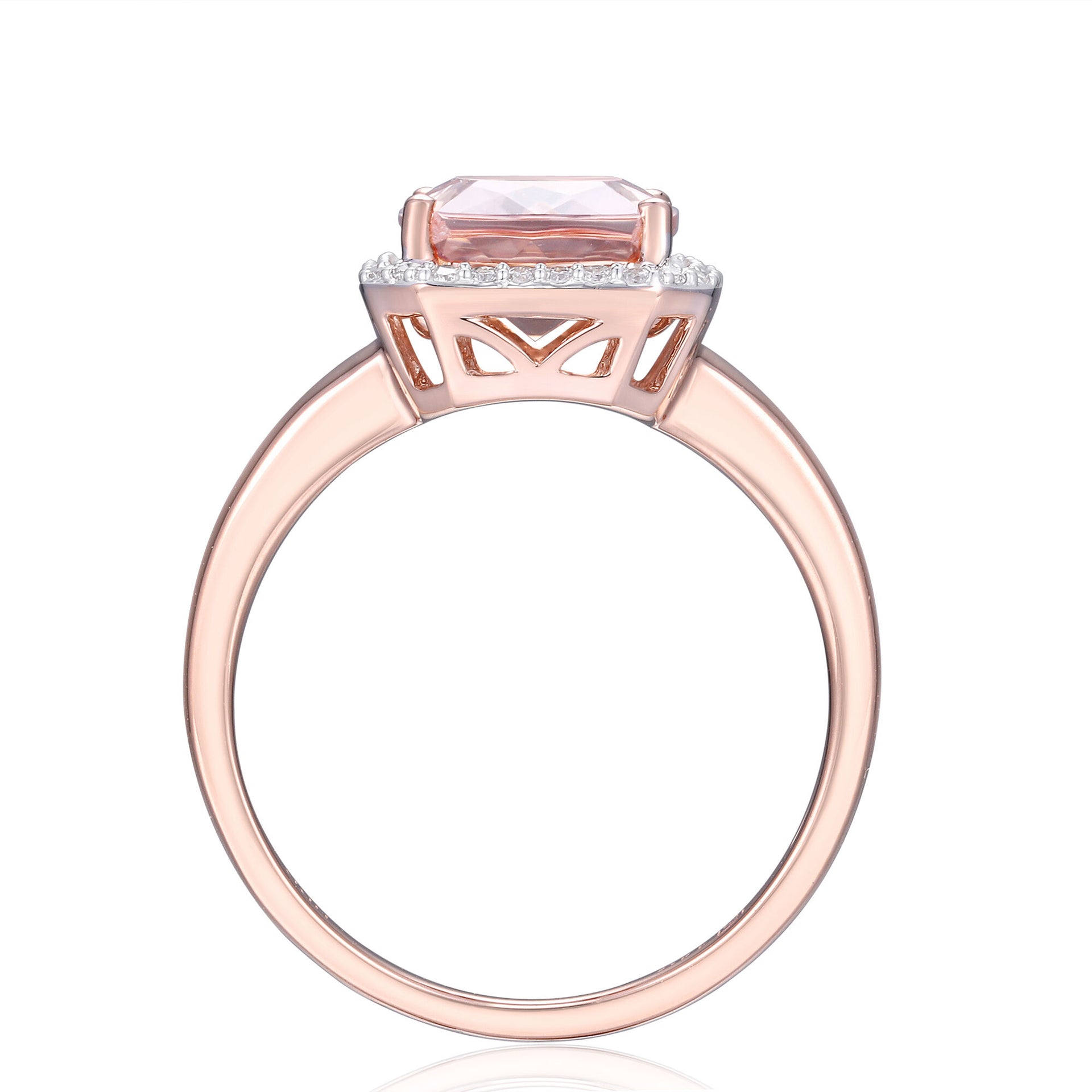 Morganite & Diamond Halo Ring in 14K Rose Gold (1/7 ct. tw.)