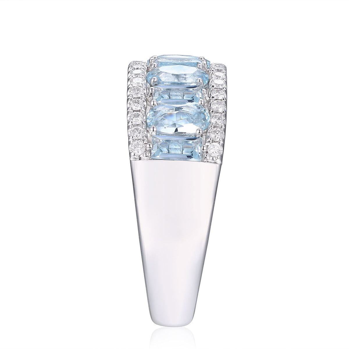 Aquamarine & Diamond Ring in 14K White Gold (1/3 ct. tw.)
