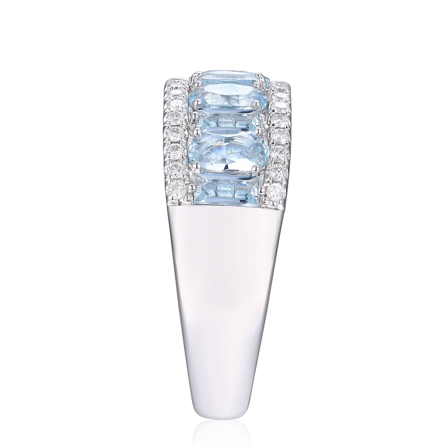 Aquamarine & Diamond Ring in 14K White Gold (1/3 ct. tw.)